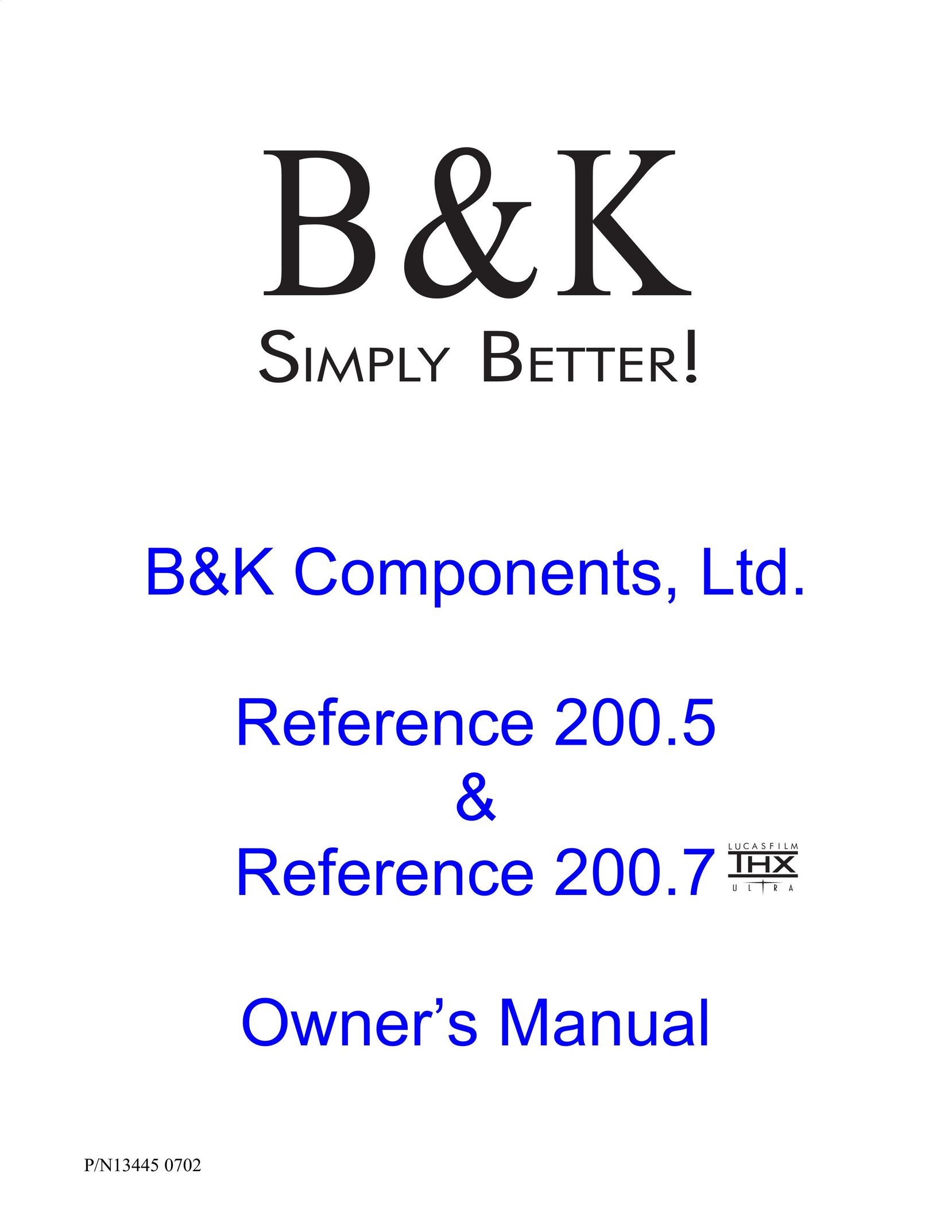 B&K P/N13445 Stereo Amplifier User Manual