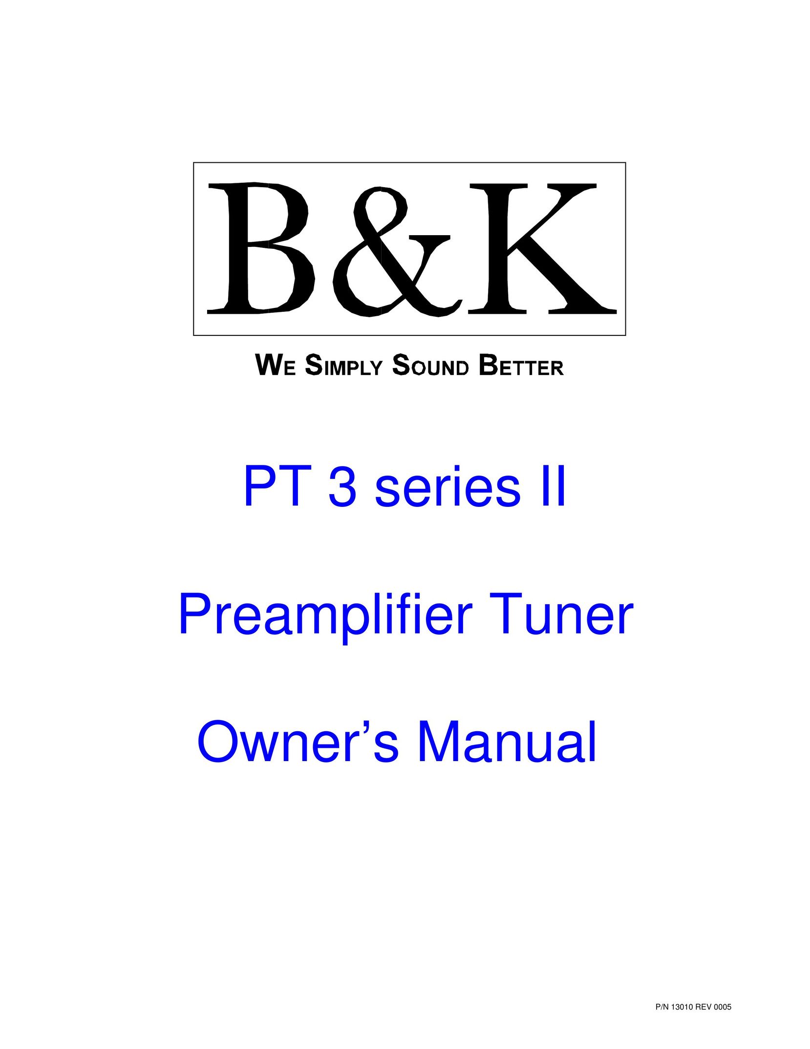 B&K PT 3 series II Stereo Amplifier User Manual