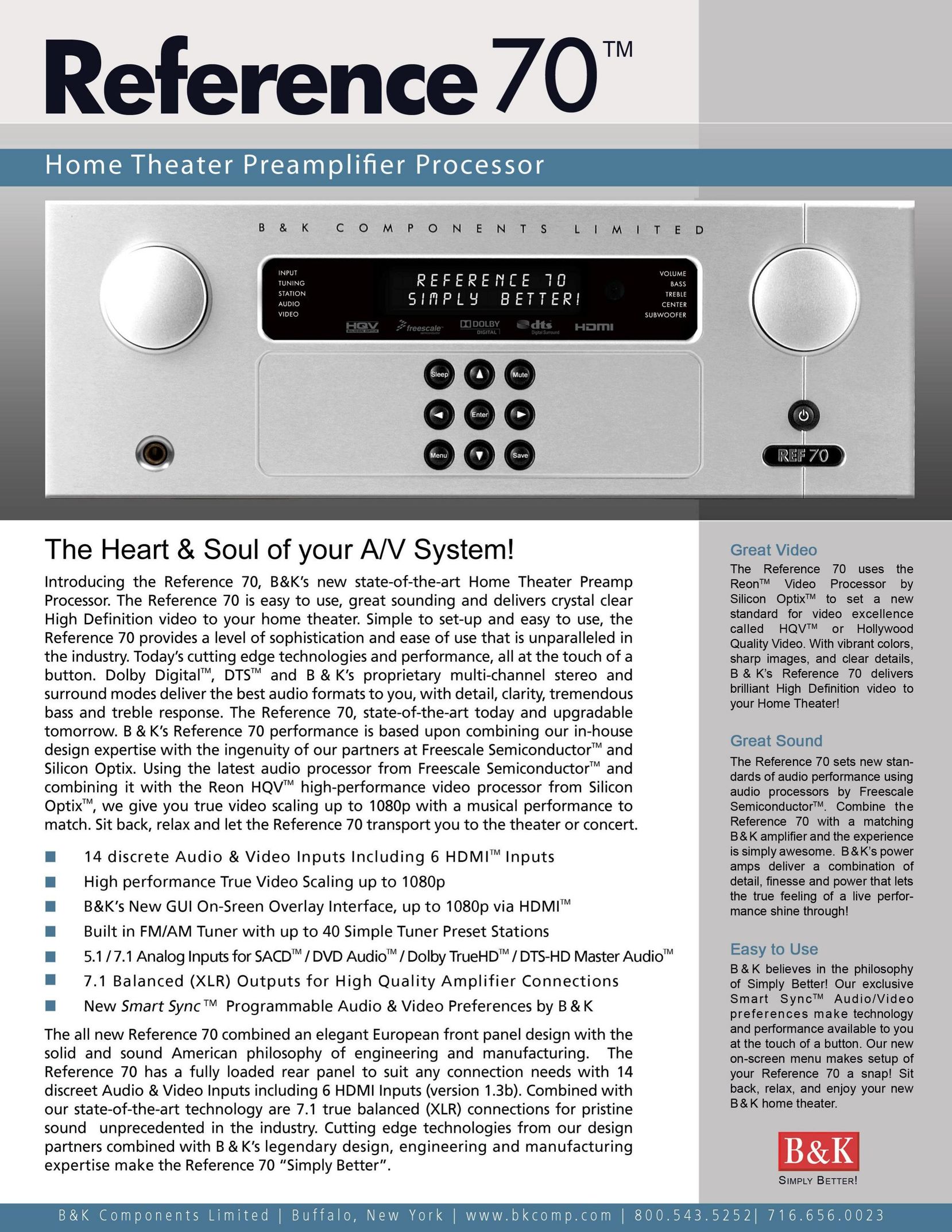 B&K REF 70 Stereo Amplifier User Manual