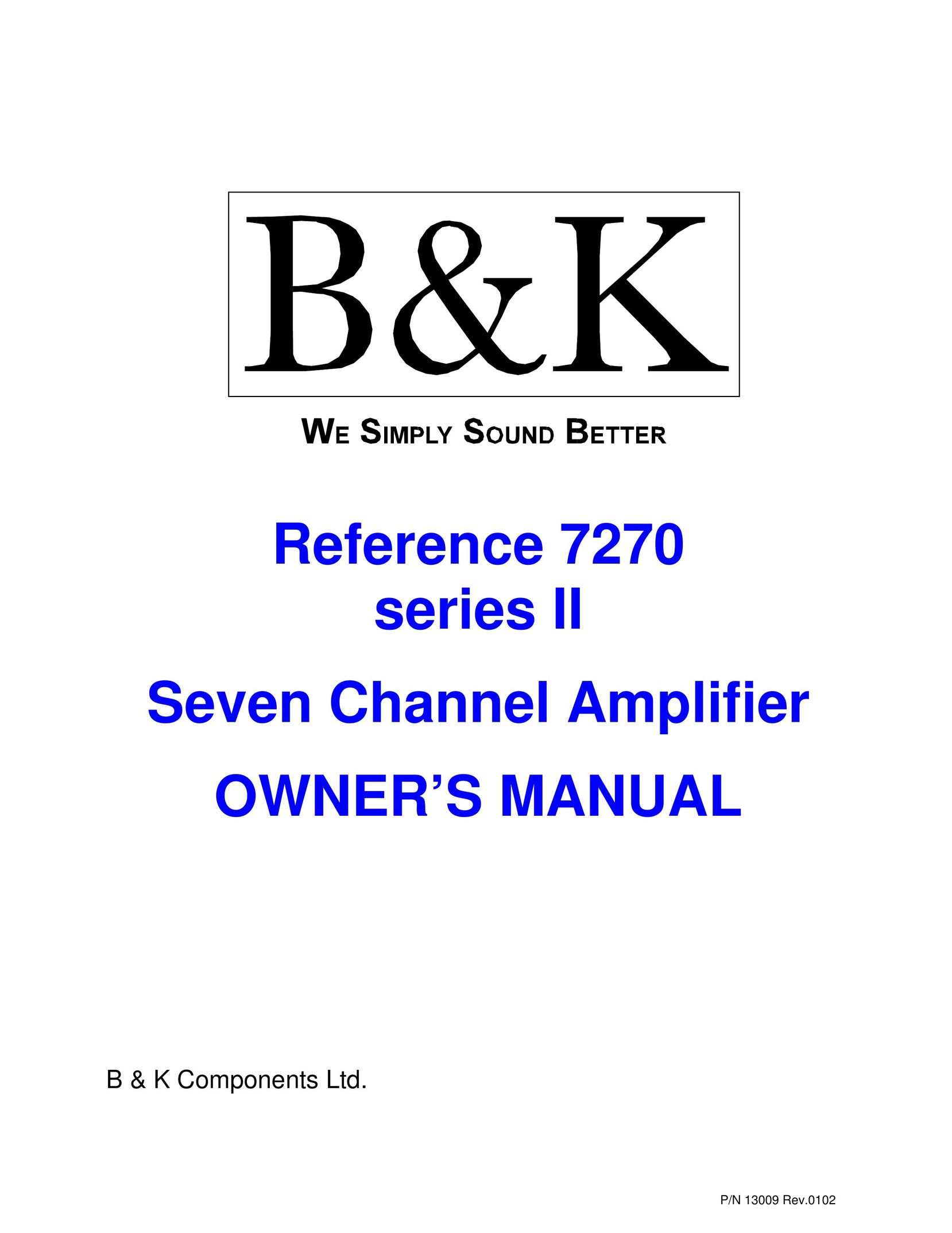 B&K series II Stereo Amplifier User Manual