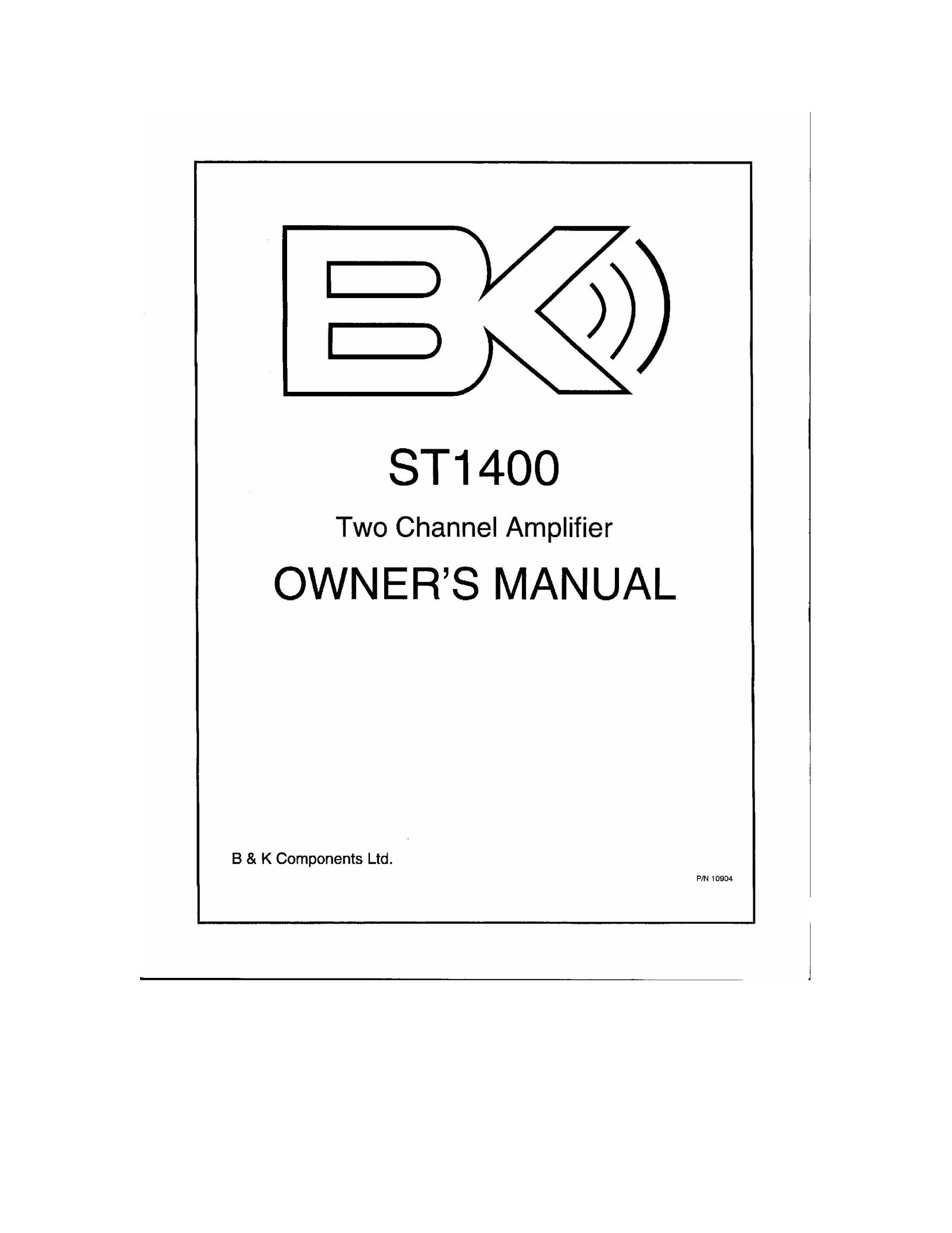 B&K ST1400 Stereo Amplifier User Manual