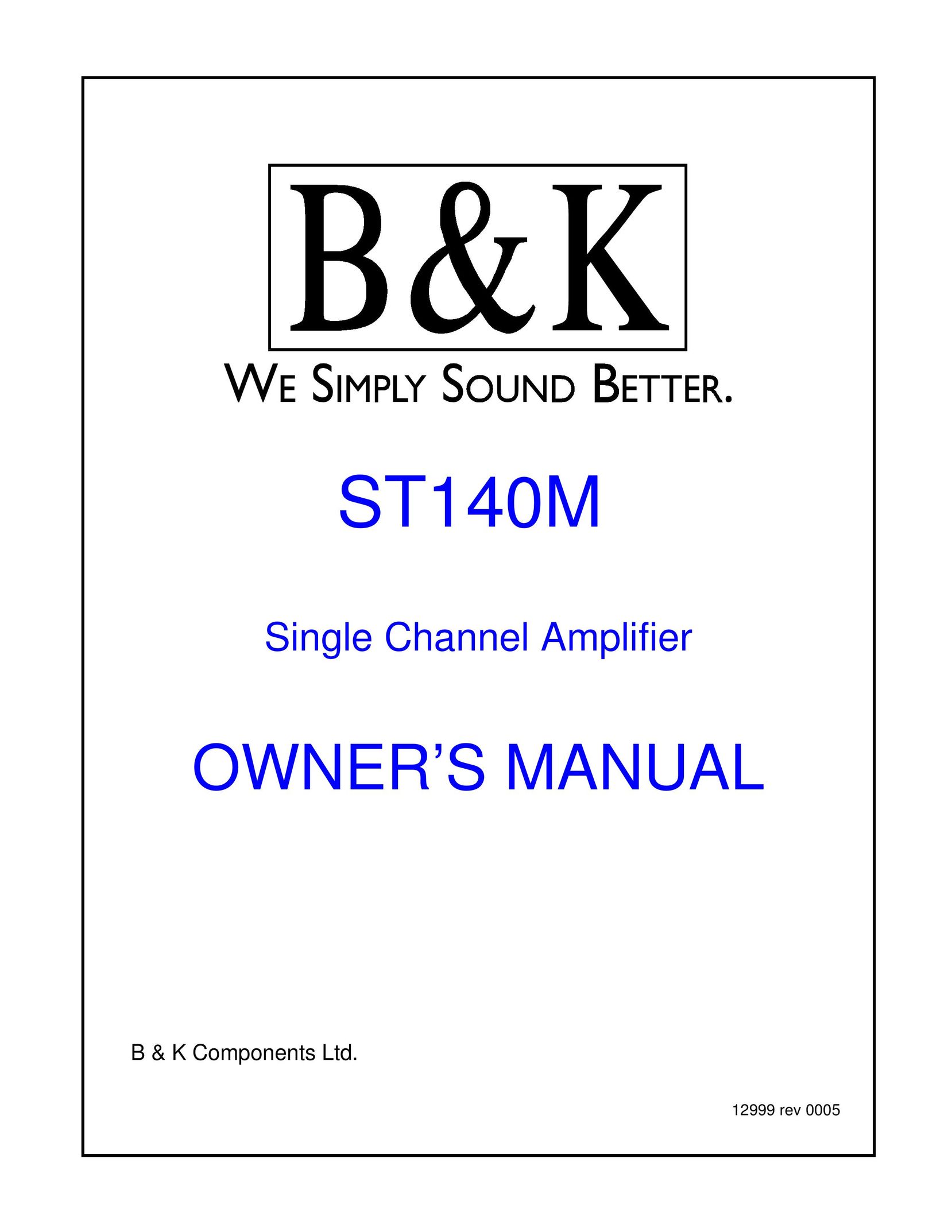 B&K ST140M Stereo Amplifier User Manual