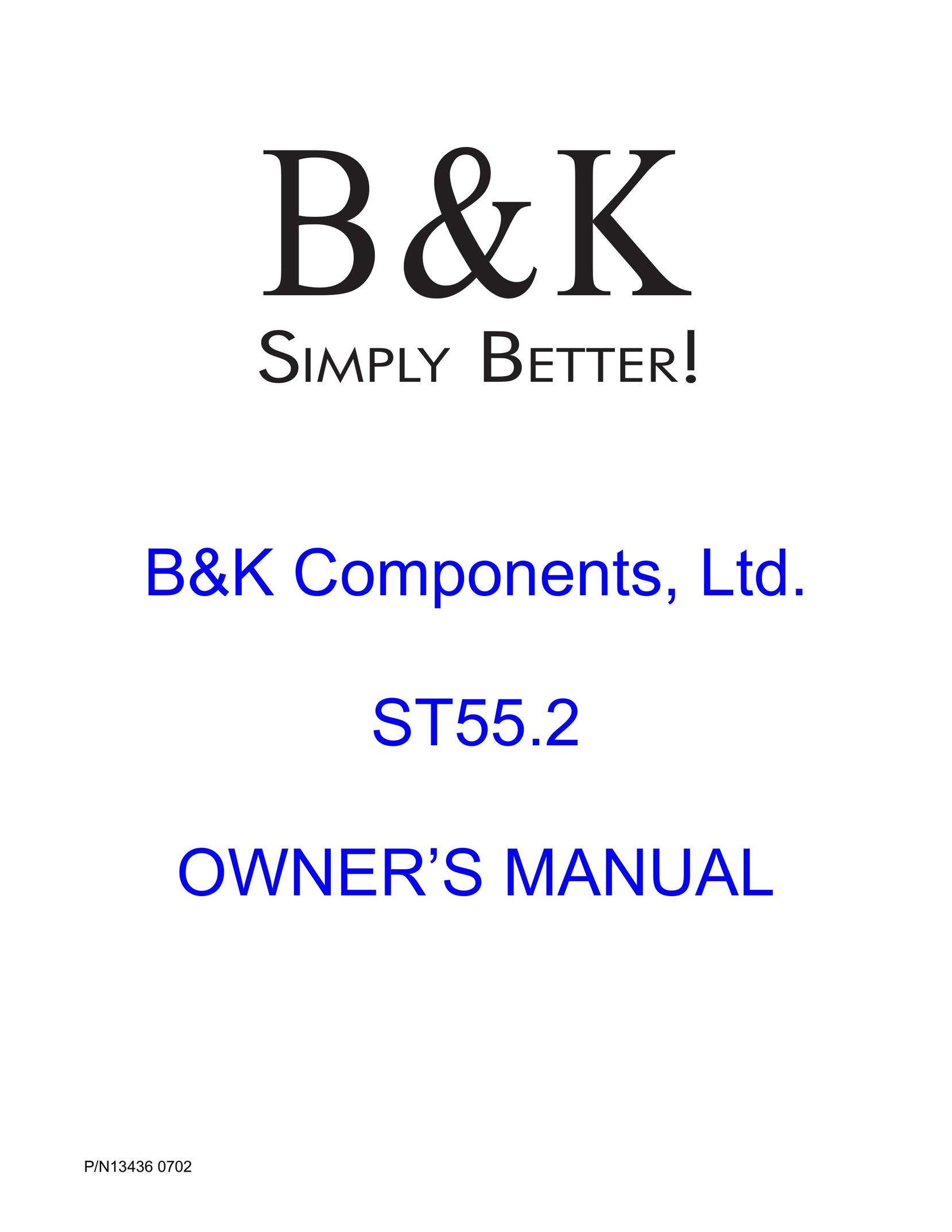 B&K ST55.2 Stereo Amplifier User Manual