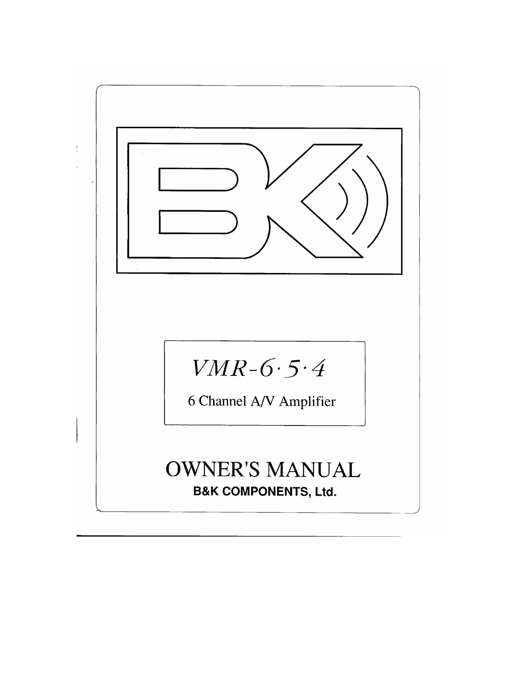 B&K VMR-6.5.4 Stereo Amplifier User Manual