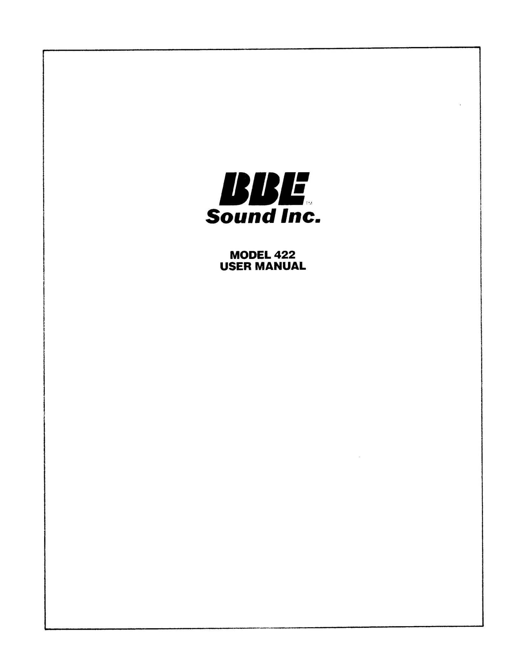 BBE BBE 422 Stereo Amplifier User Manual