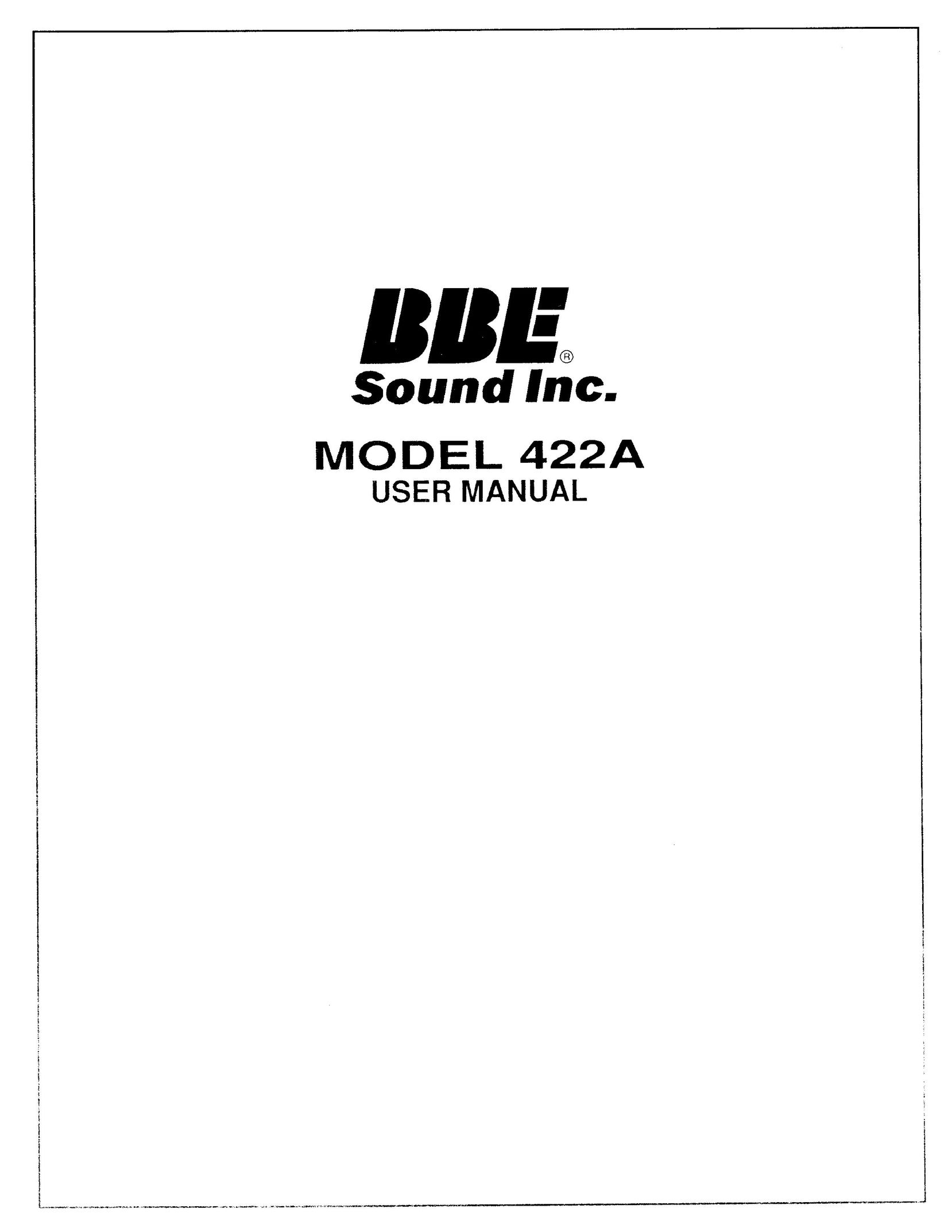 BBE BBE 422A Stereo Amplifier User Manual