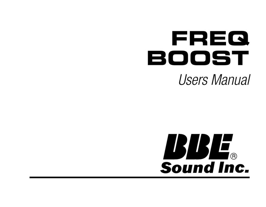 BBE Freq Boost Stereo Amplifier User Manual