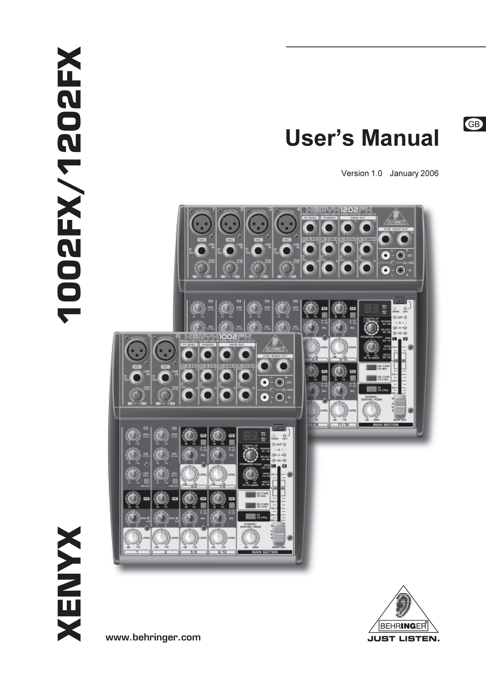 Behringer 1002FX Stereo Amplifier User Manual