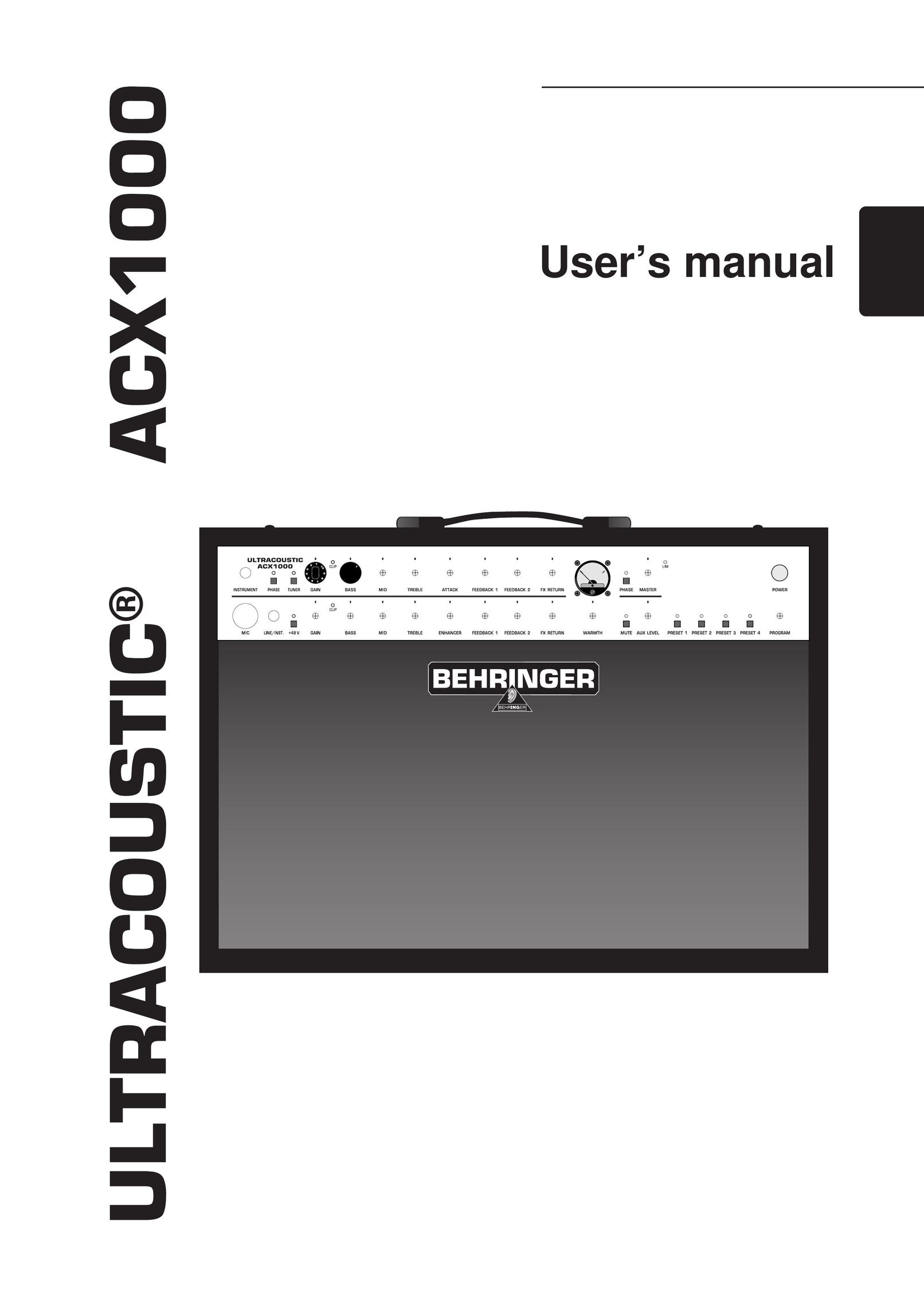 Behringer ACX1000 Stereo Amplifier User Manual
