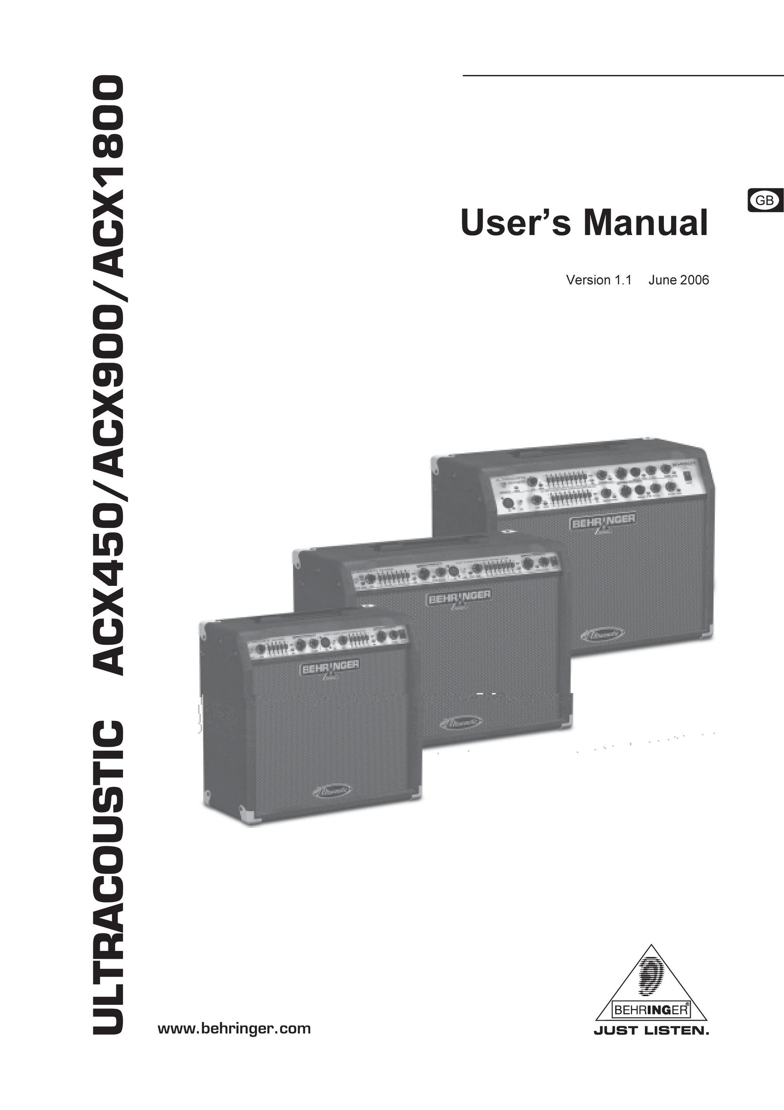 Behringer ACX1800 Stereo Amplifier User Manual