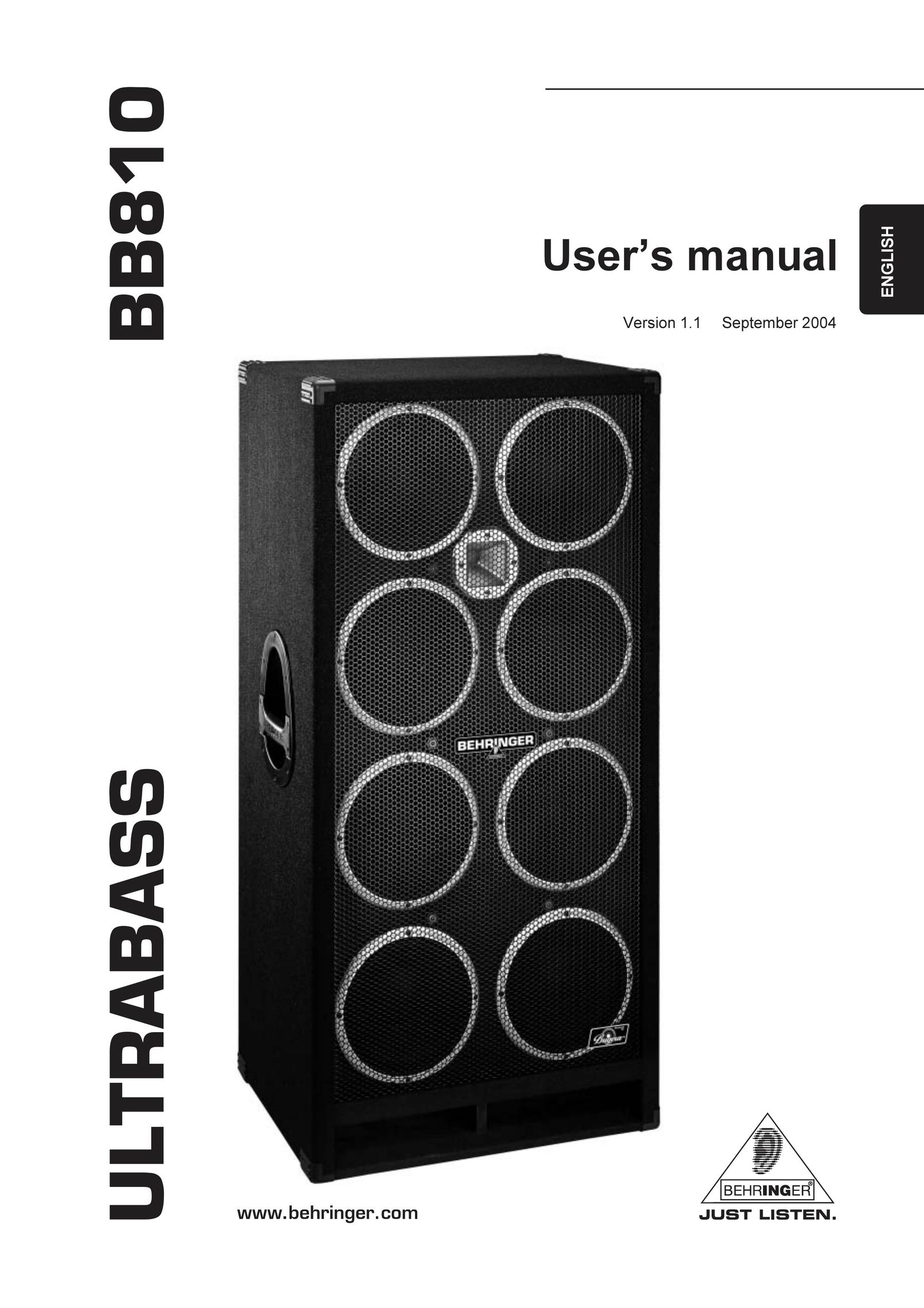 Behringer BB810 Stereo Amplifier User Manual