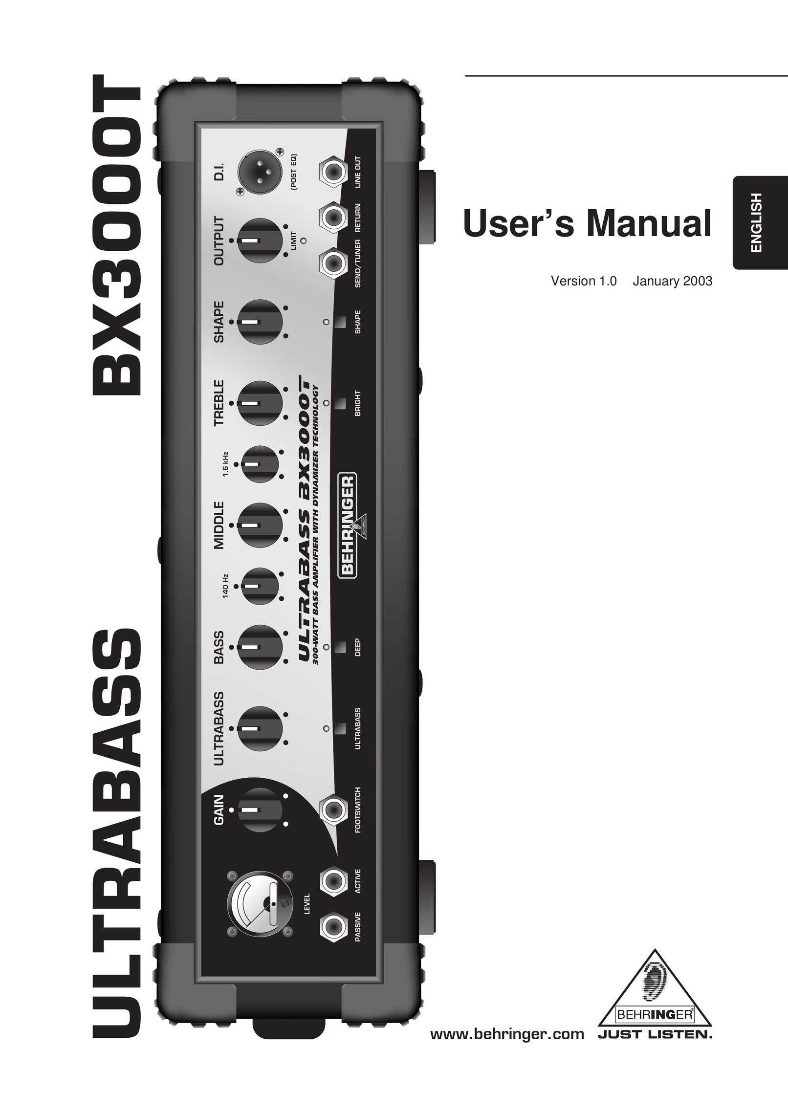 Behringer BX3000T Stereo Amplifier User Manual