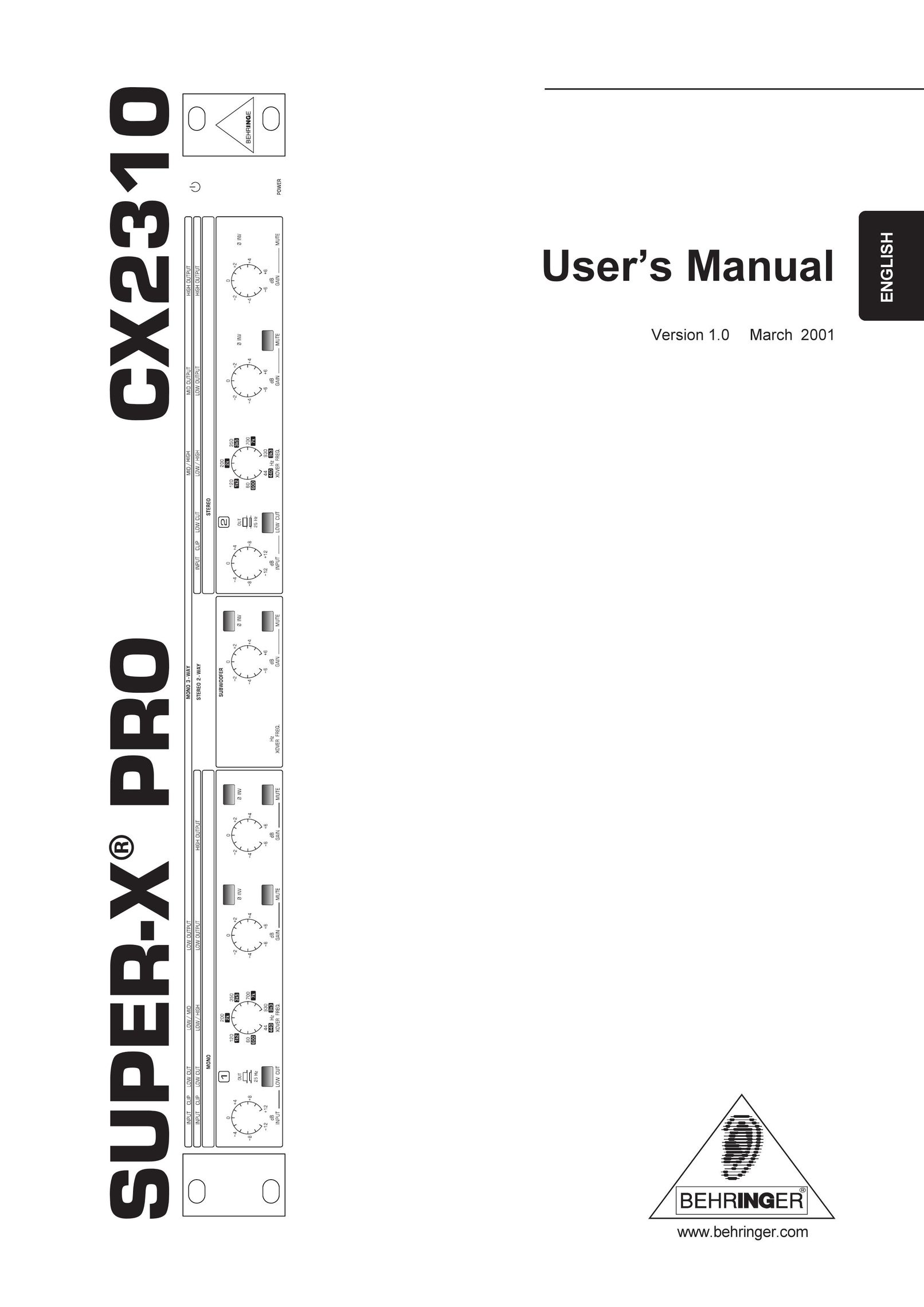 Behringer CX2310 Stereo Amplifier User Manual