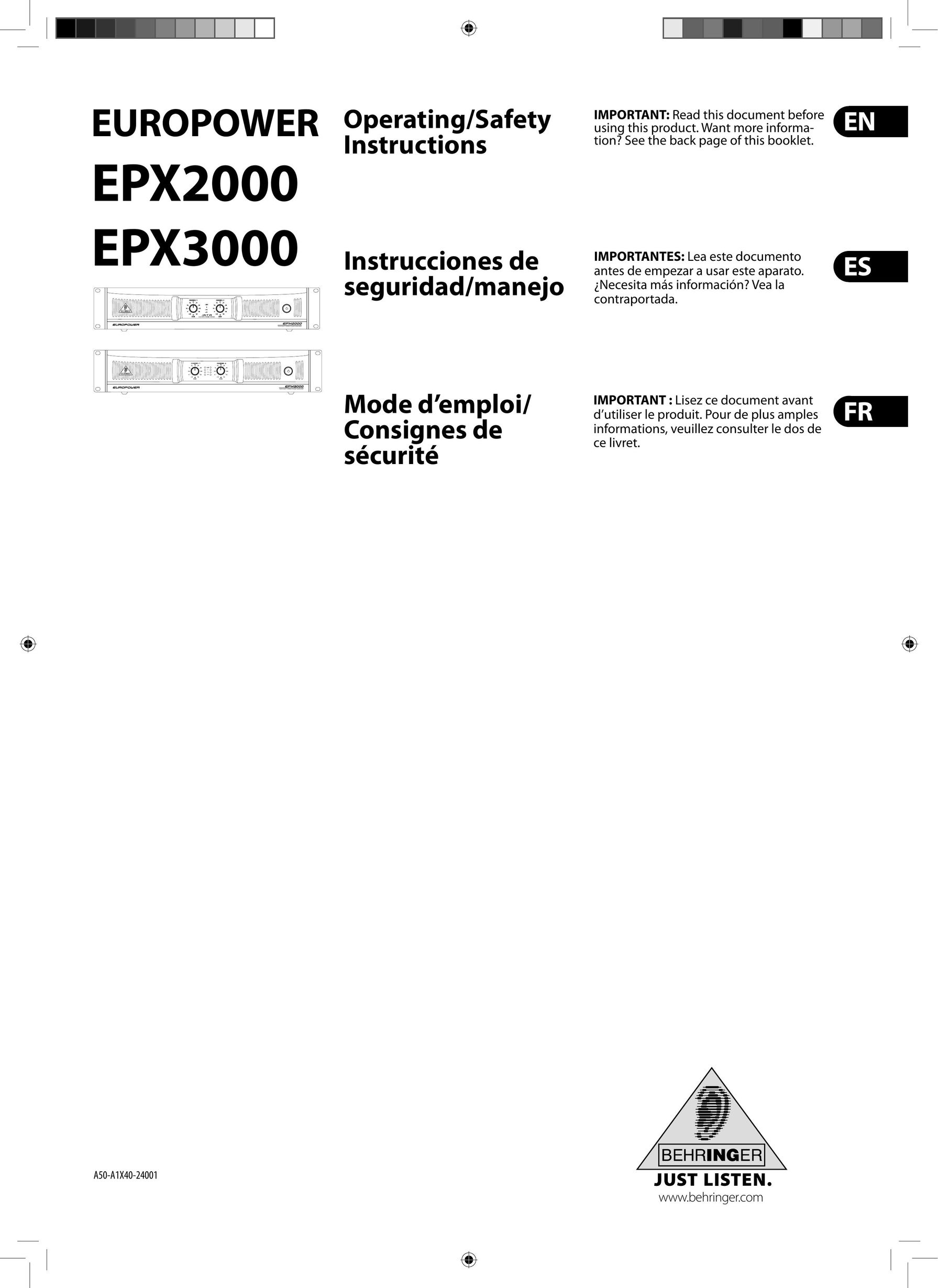 Behringer EPX3000 Stereo Amplifier User Manual