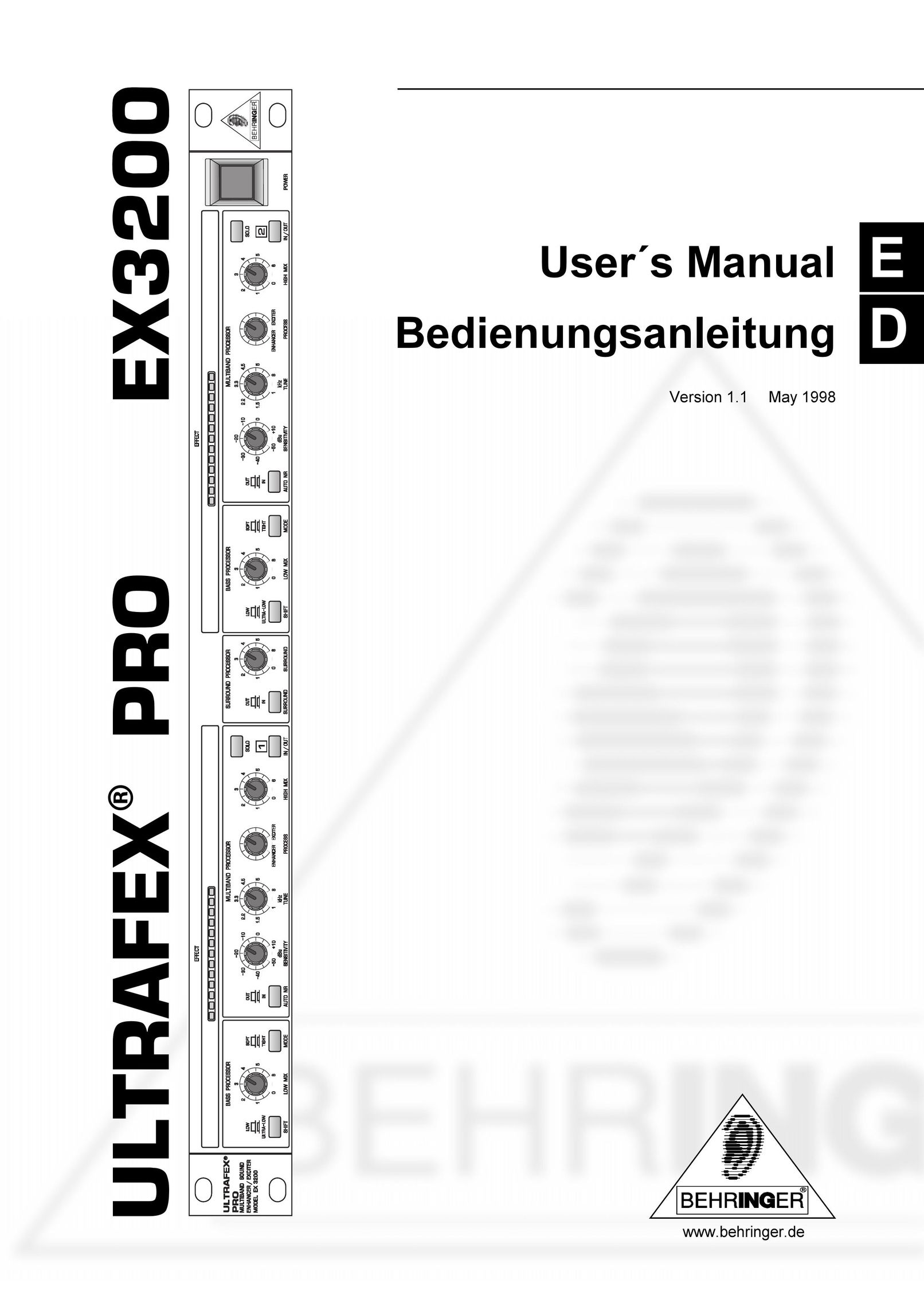 Behringer EX3200 Stereo Amplifier User Manual
