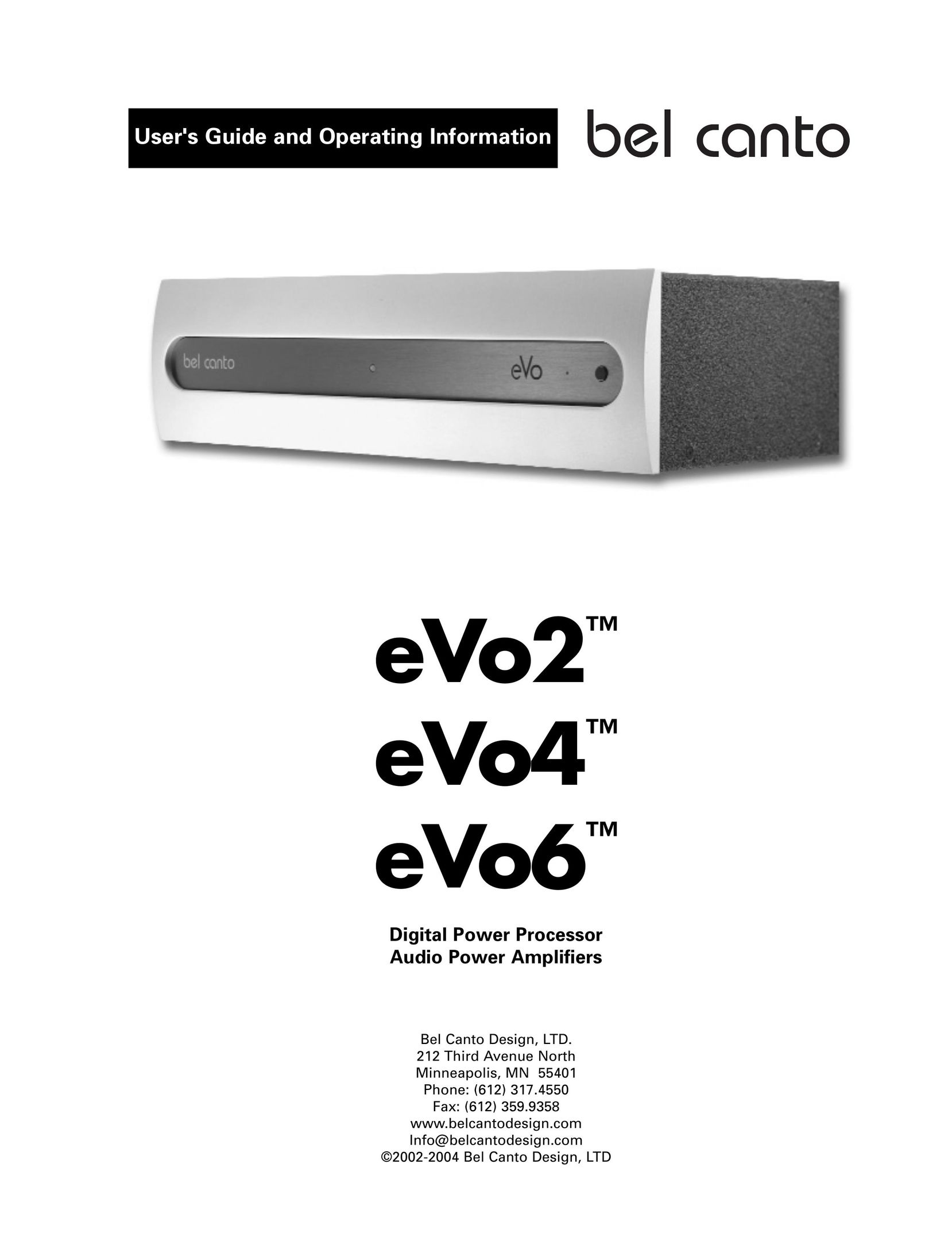 Bel Canto Design eVo2 Stereo Amplifier User Manual