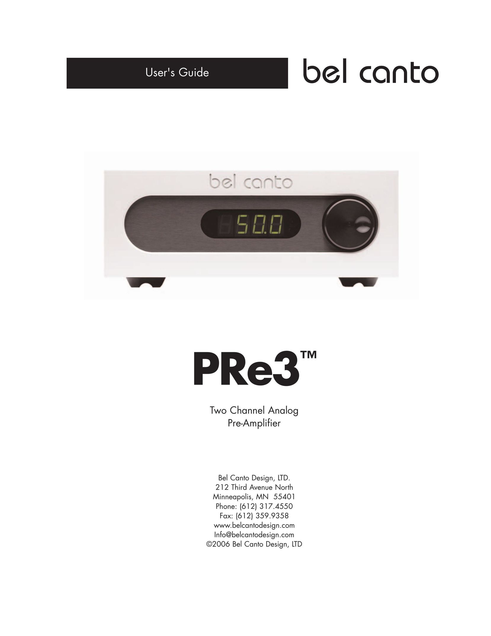 Bel Canto Design PRe3TM Stereo Amplifier User Manual