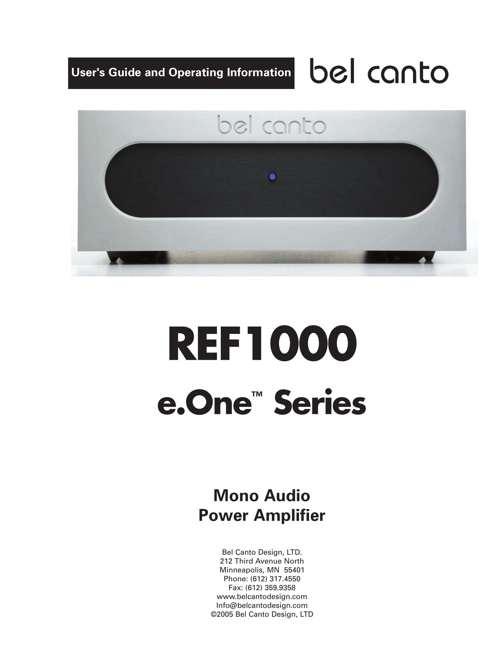 Bel Canto Design REF1000 Stereo Amplifier User Manual