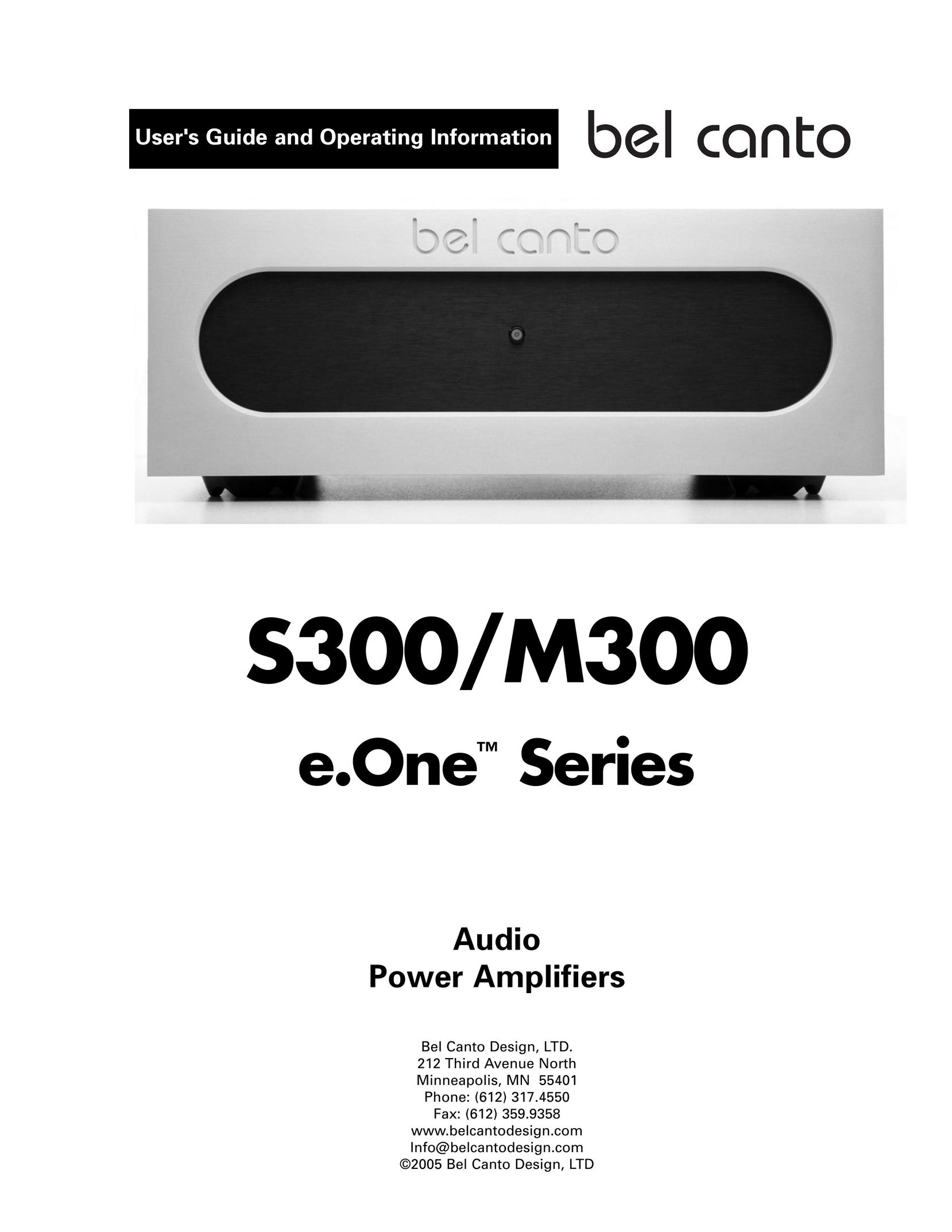 Bel Canto Design S300 Stereo Amplifier User Manual