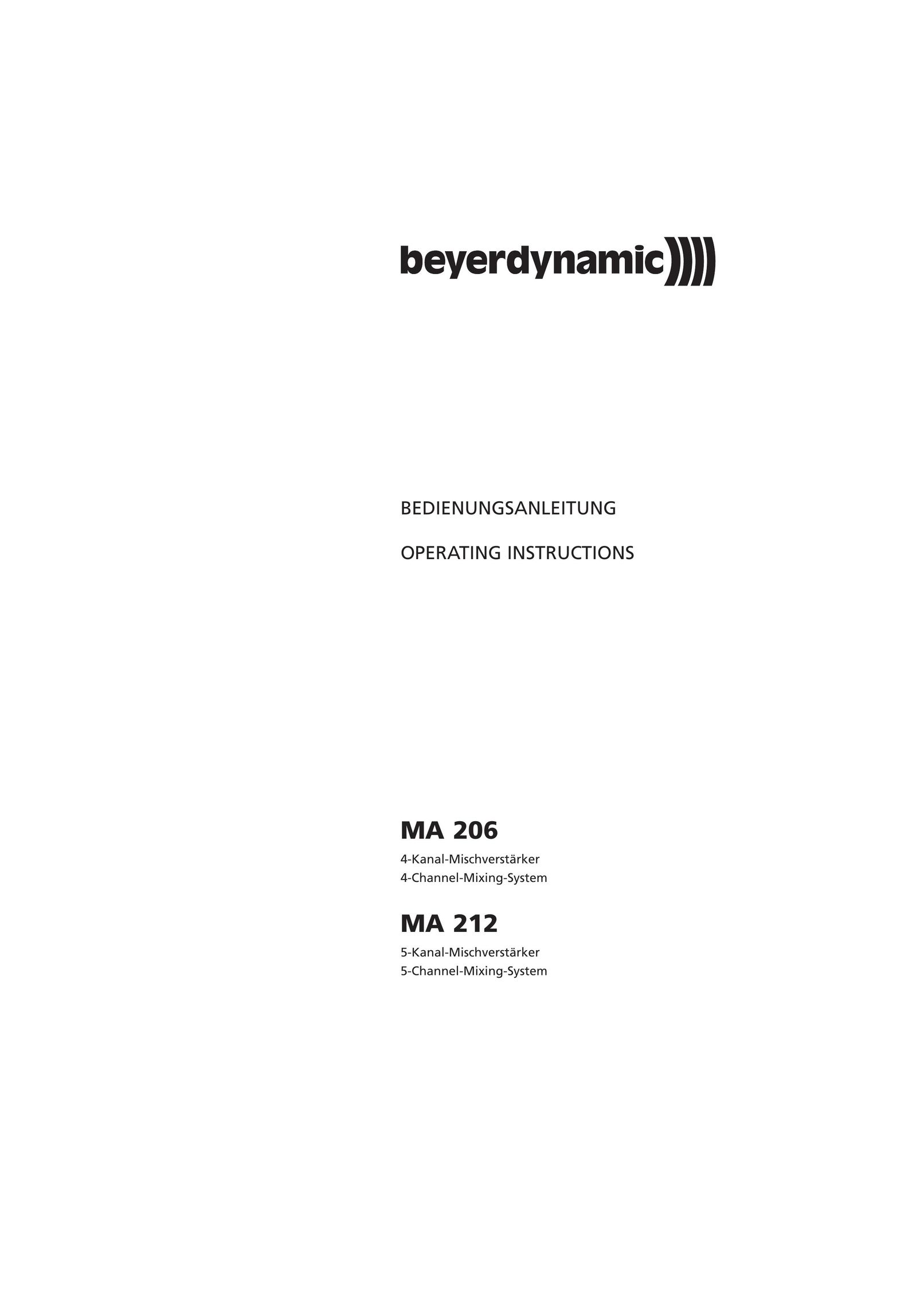 Beyerdynamic MA 206 Stereo Amplifier User Manual