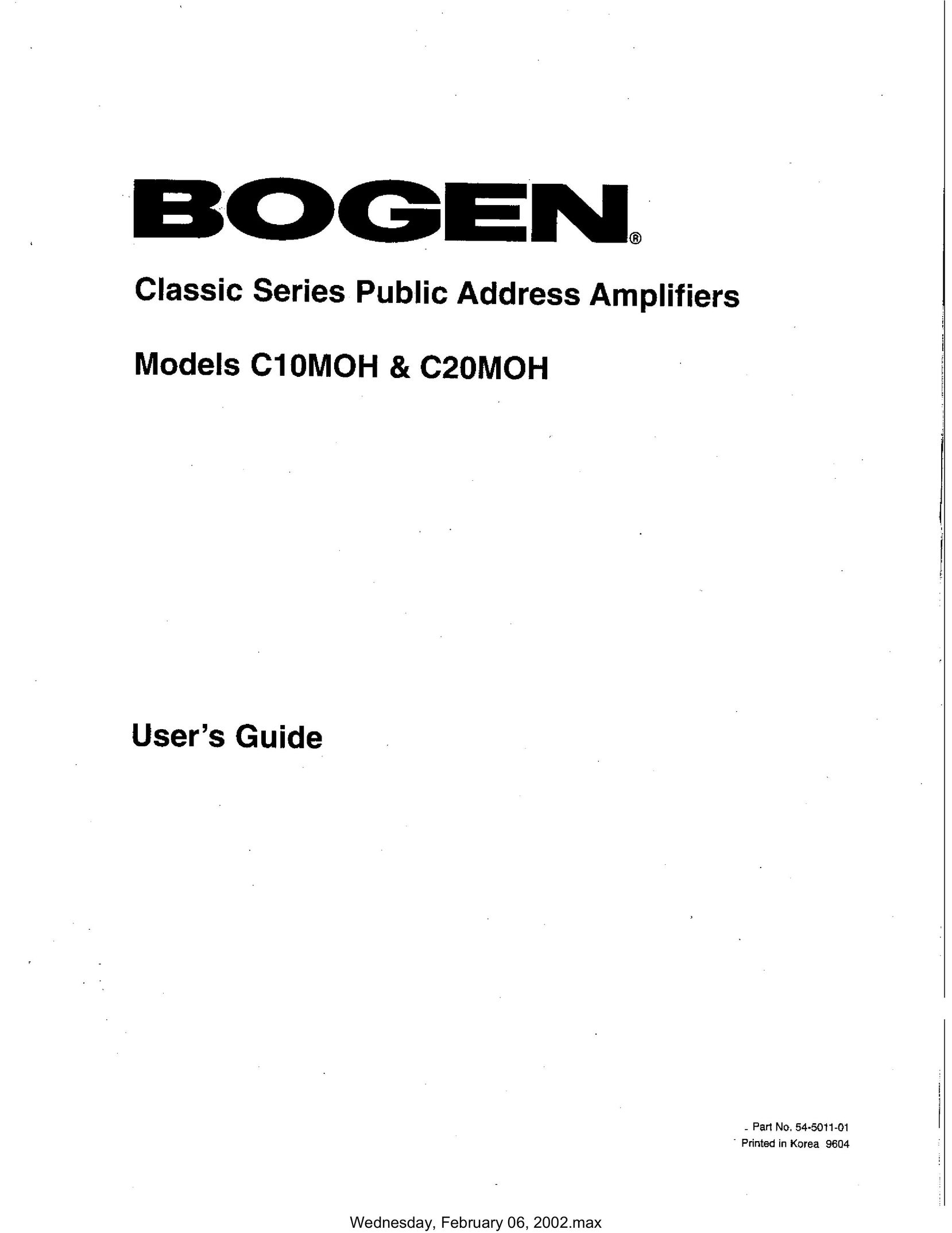 Bogen C10MOH Stereo Amplifier User Manual