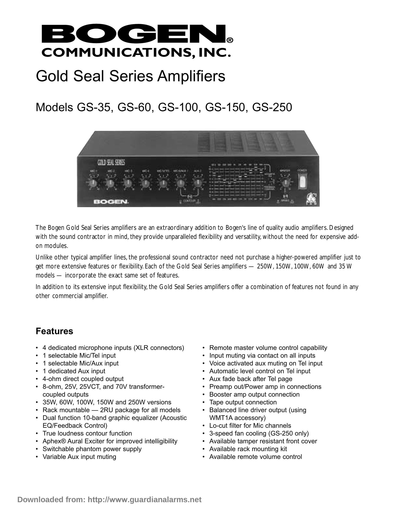 Bogen GS-150 Stereo Amplifier User Manual