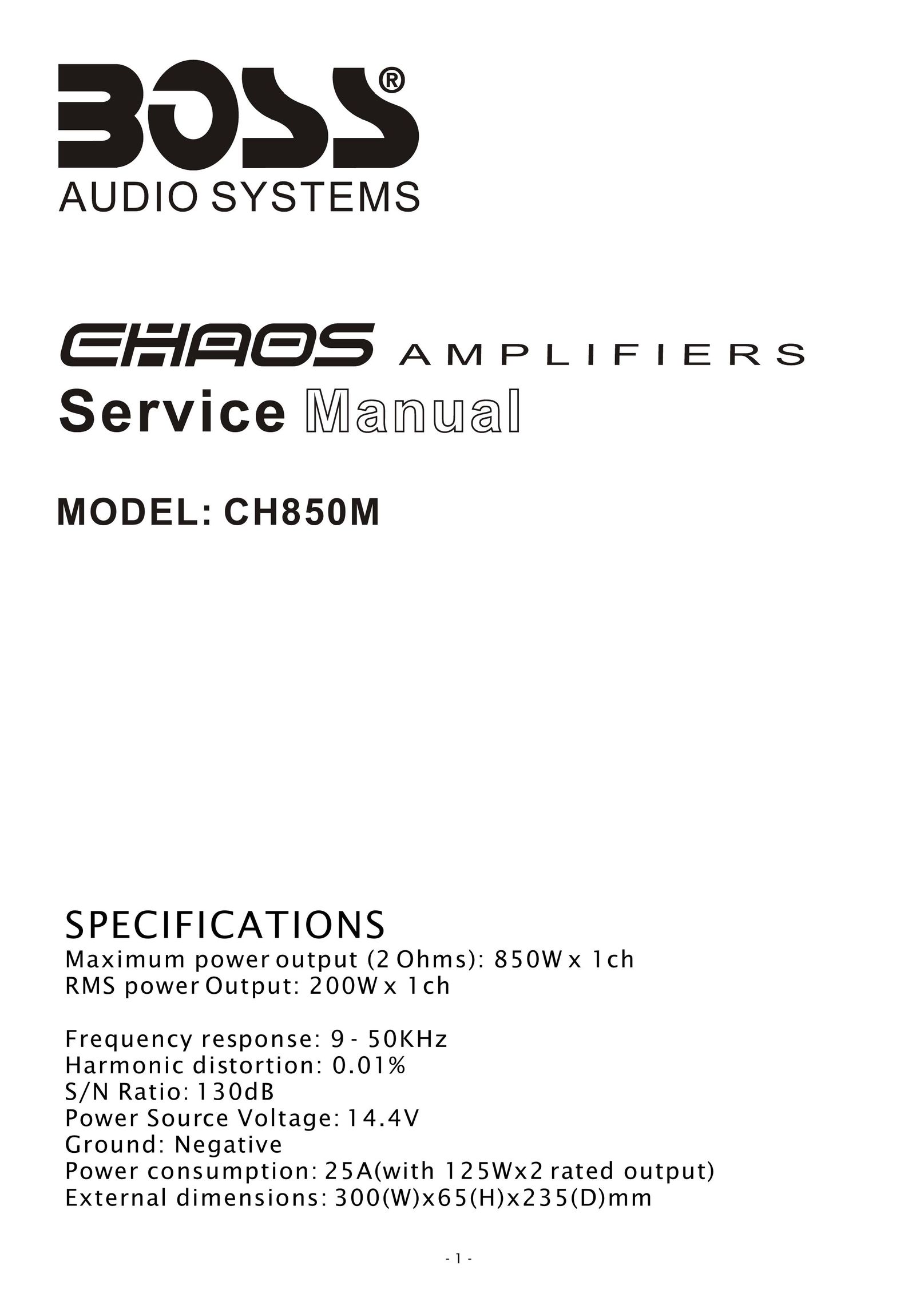 Boss Audio Systems CH850M Stereo Amplifier User Manual
