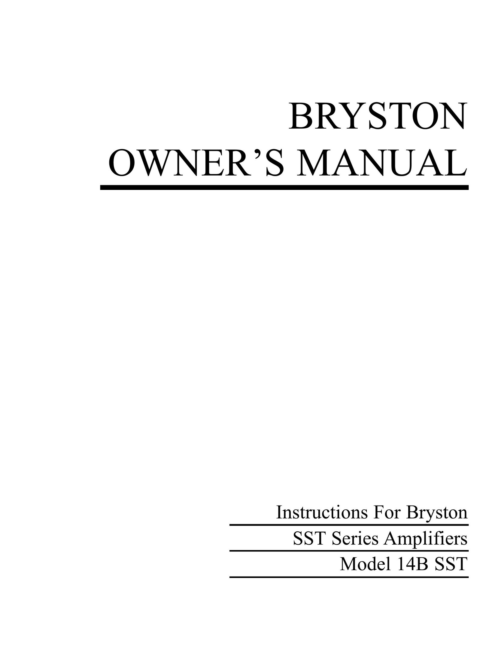 Bryston 14B SST Stereo Amplifier User Manual