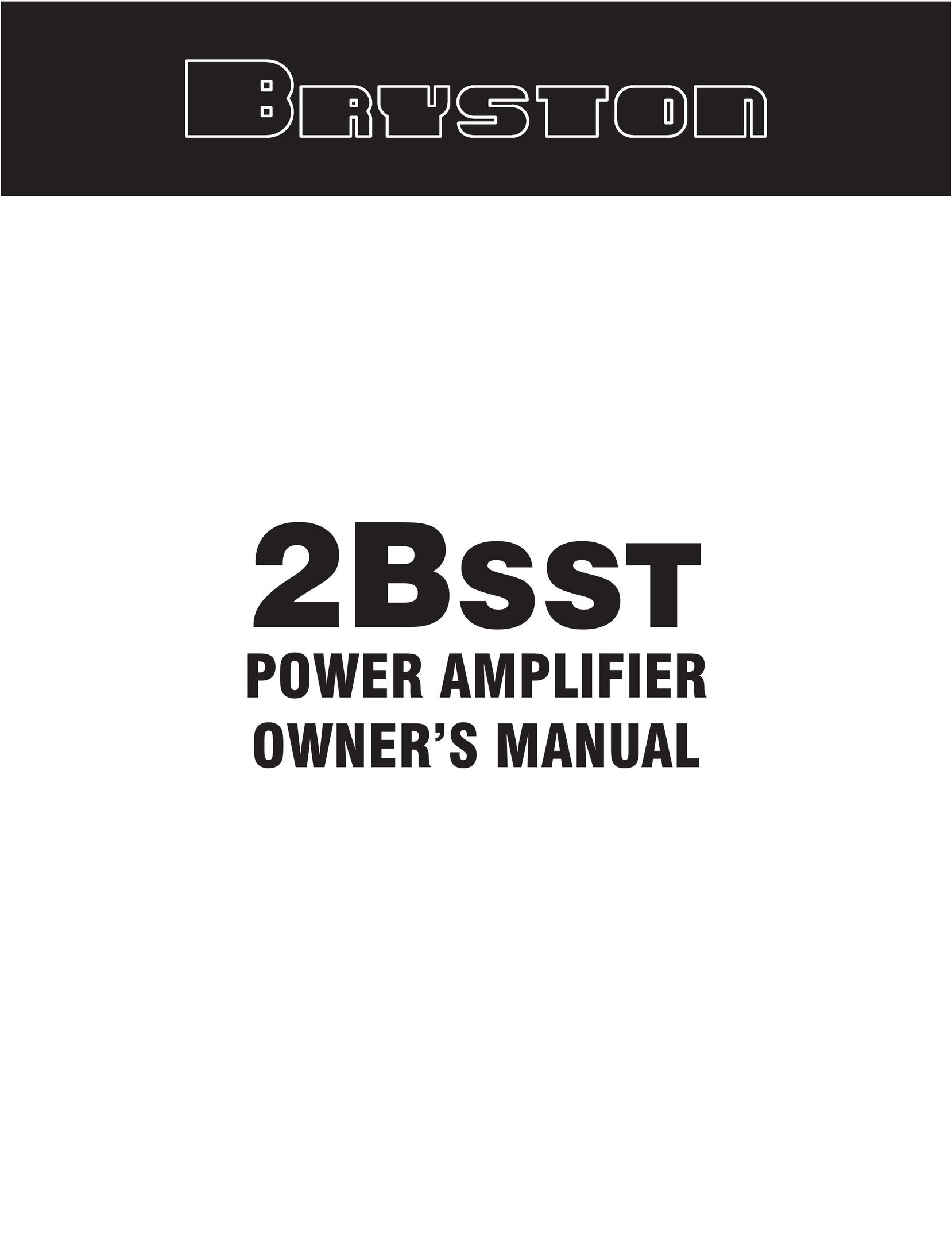 Bryston 2BSST Stereo Amplifier User Manual