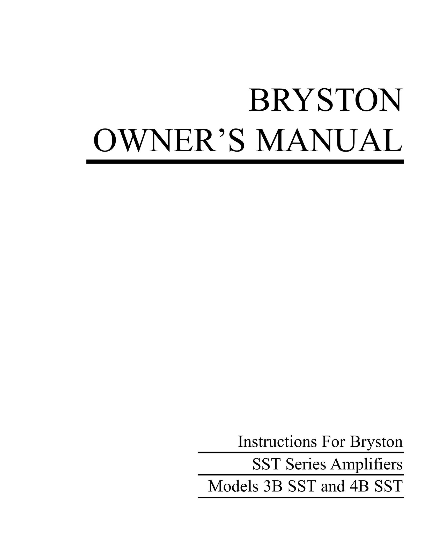Bryston 3B SST Stereo Amplifier User Manual
