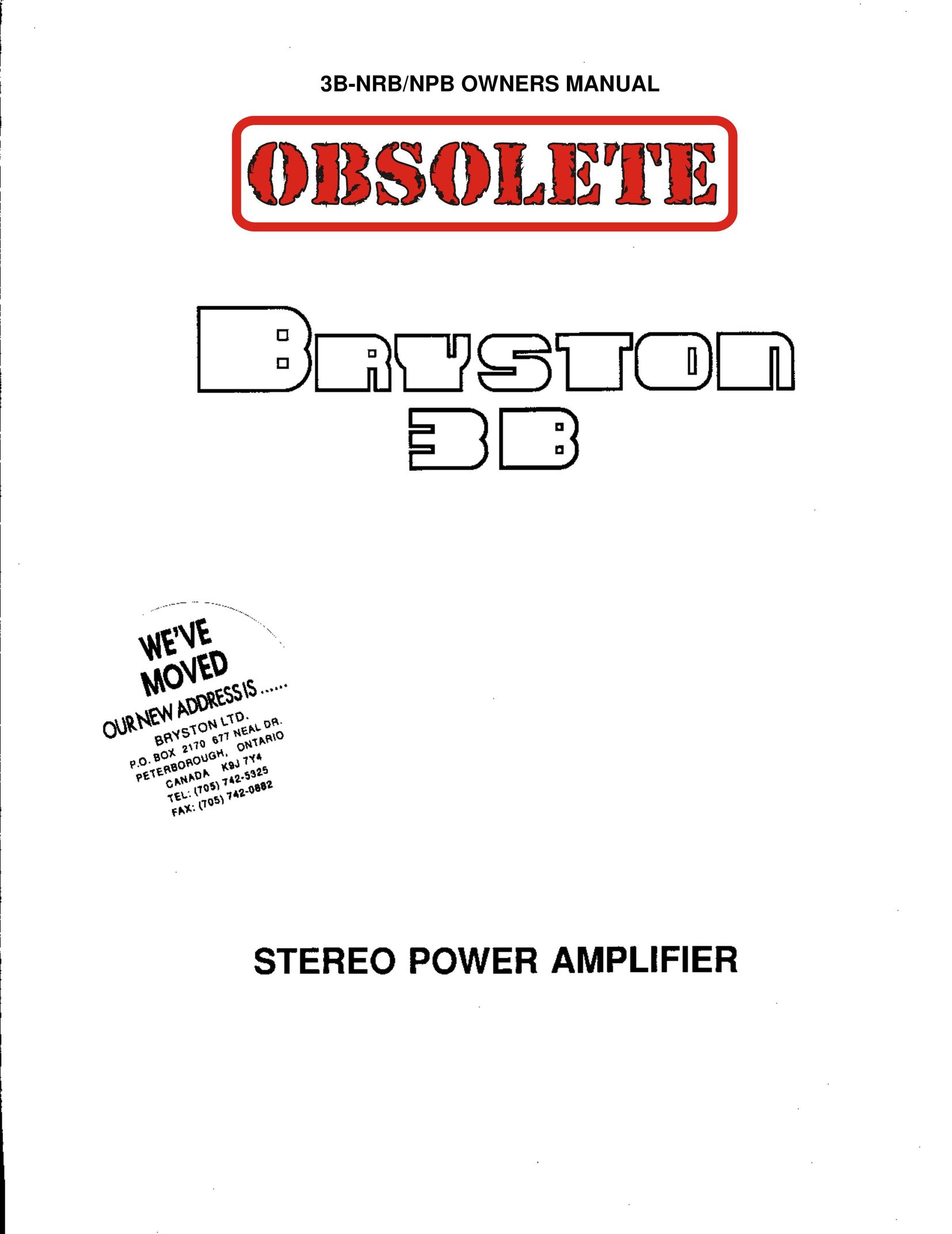 Bryston 3B-NRB Stereo Amplifier User Manual