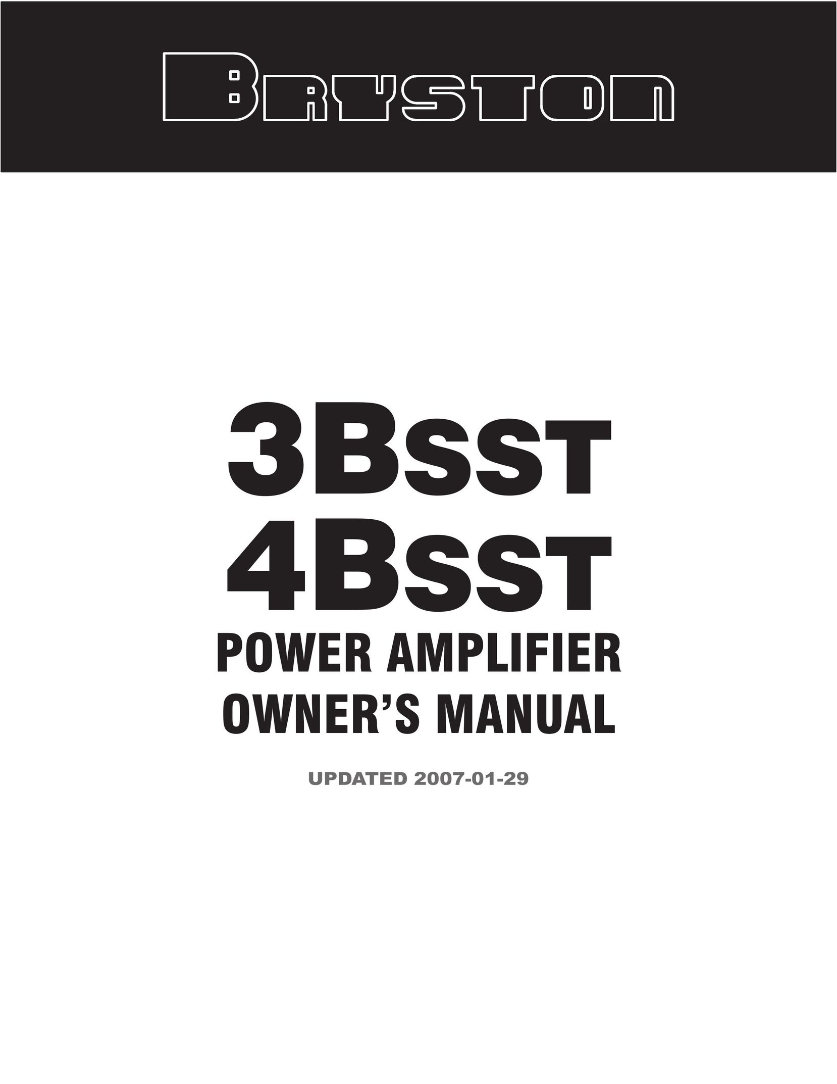 Bryston 3BSST Stereo Amplifier User Manual