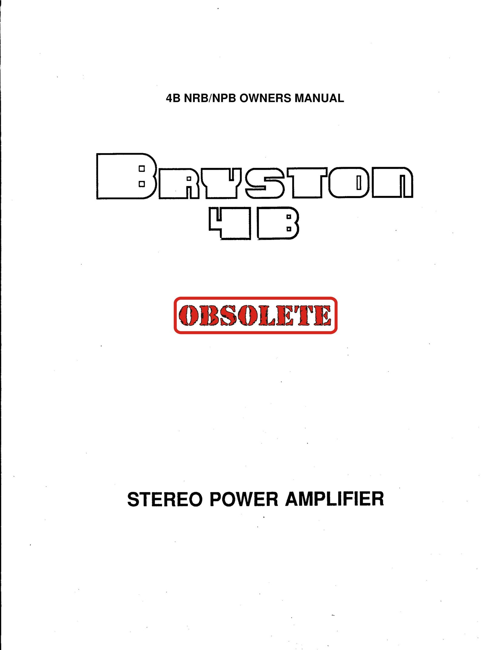 Bryston 4B NPB Stereo Amplifier User Manual