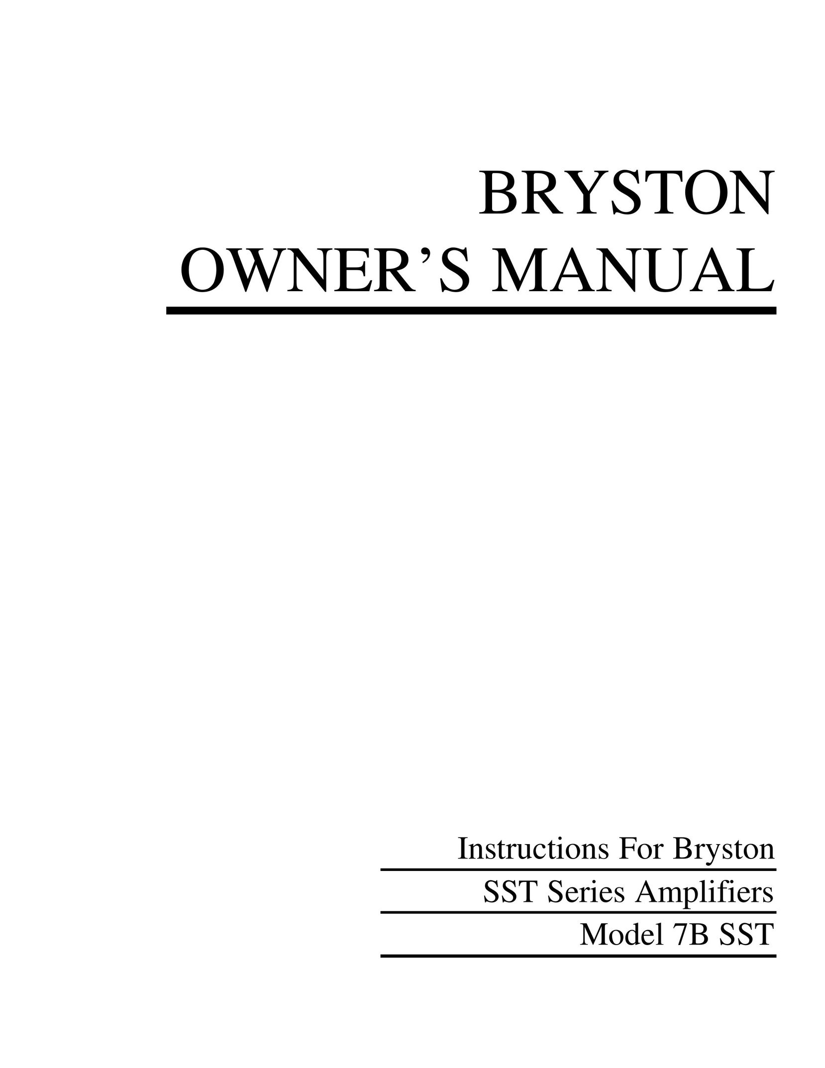 Bryston 7B SST Stereo Amplifier User Manual