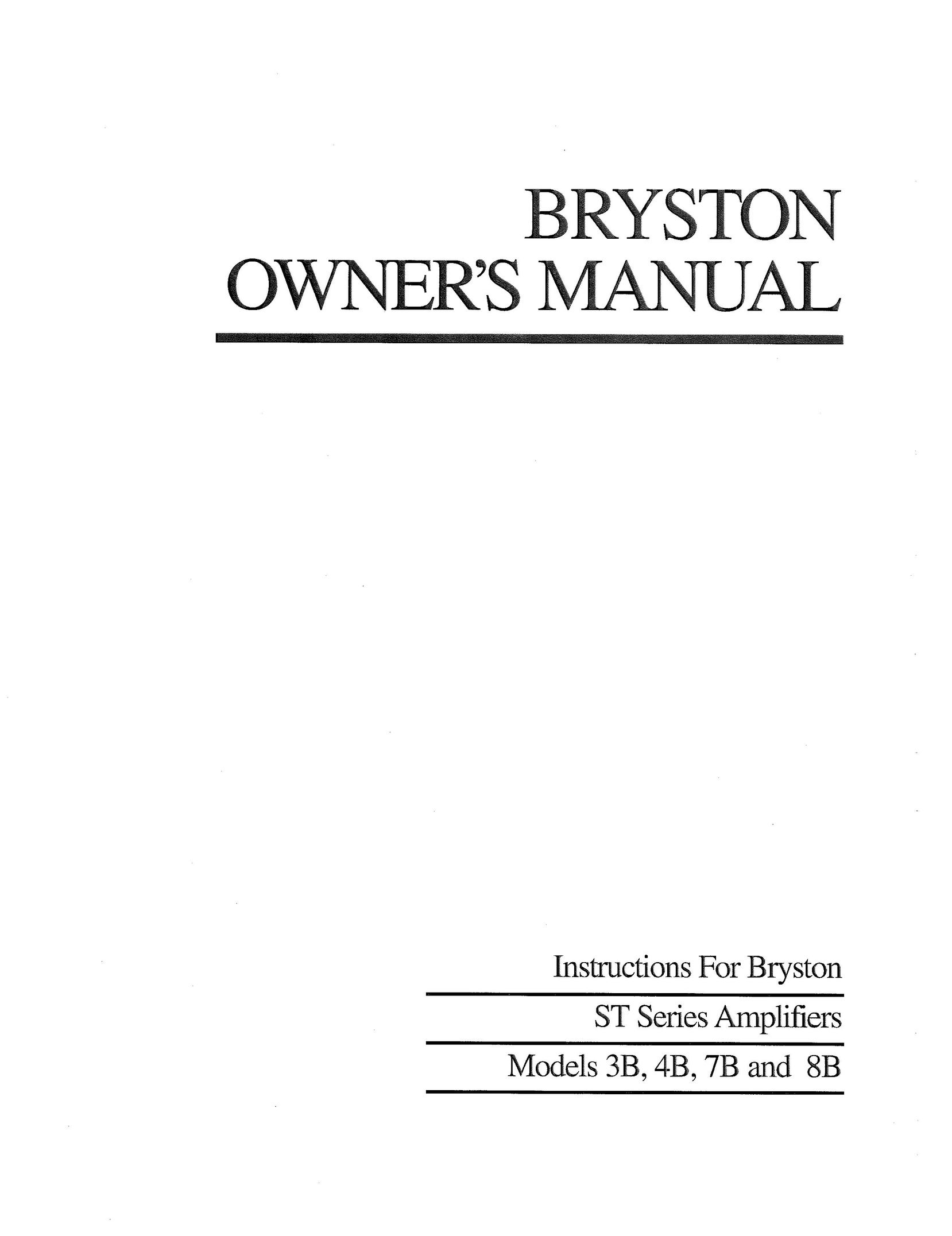 Bryston 8B Stereo Amplifier User Manual