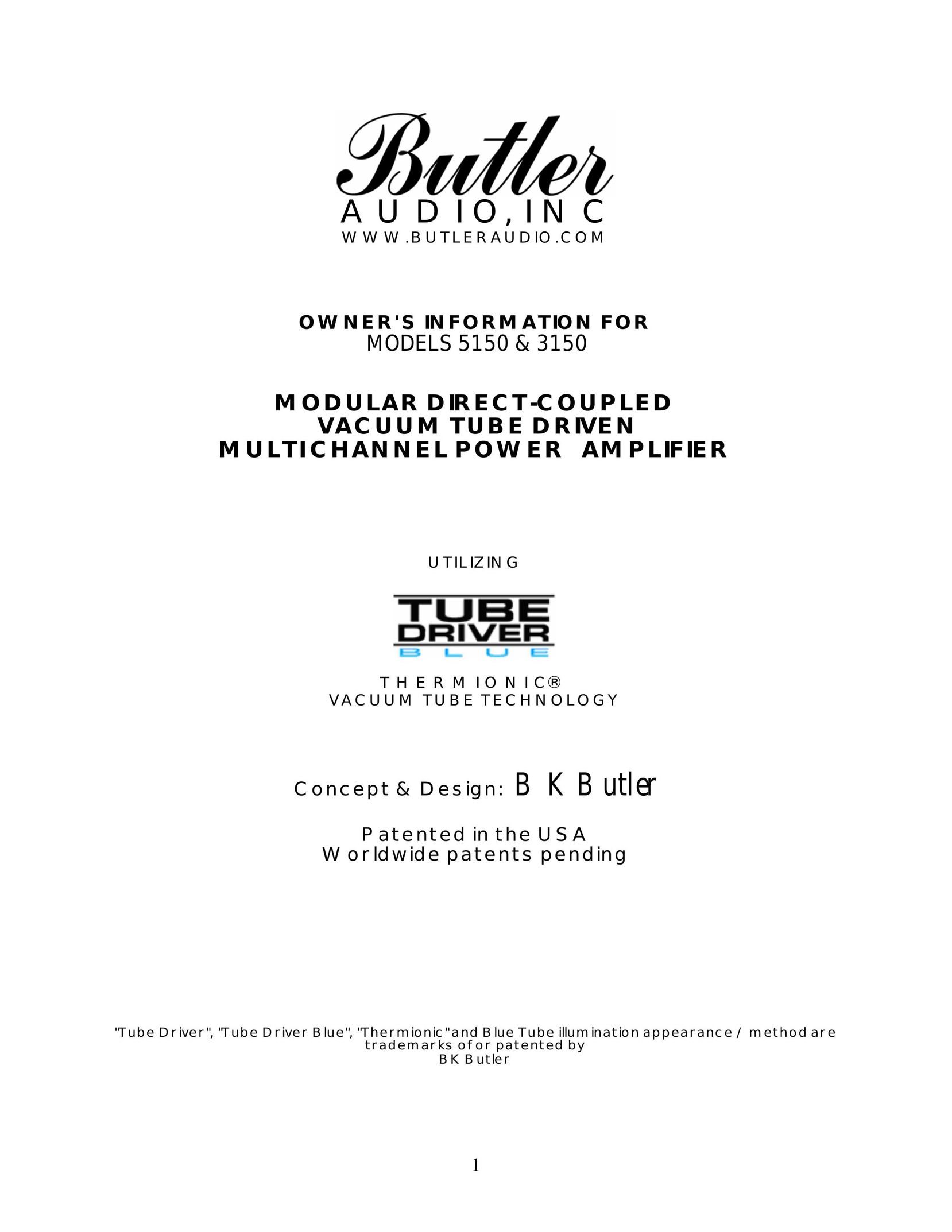 Butler Audio TDB 3150 Stereo Amplifier User Manual