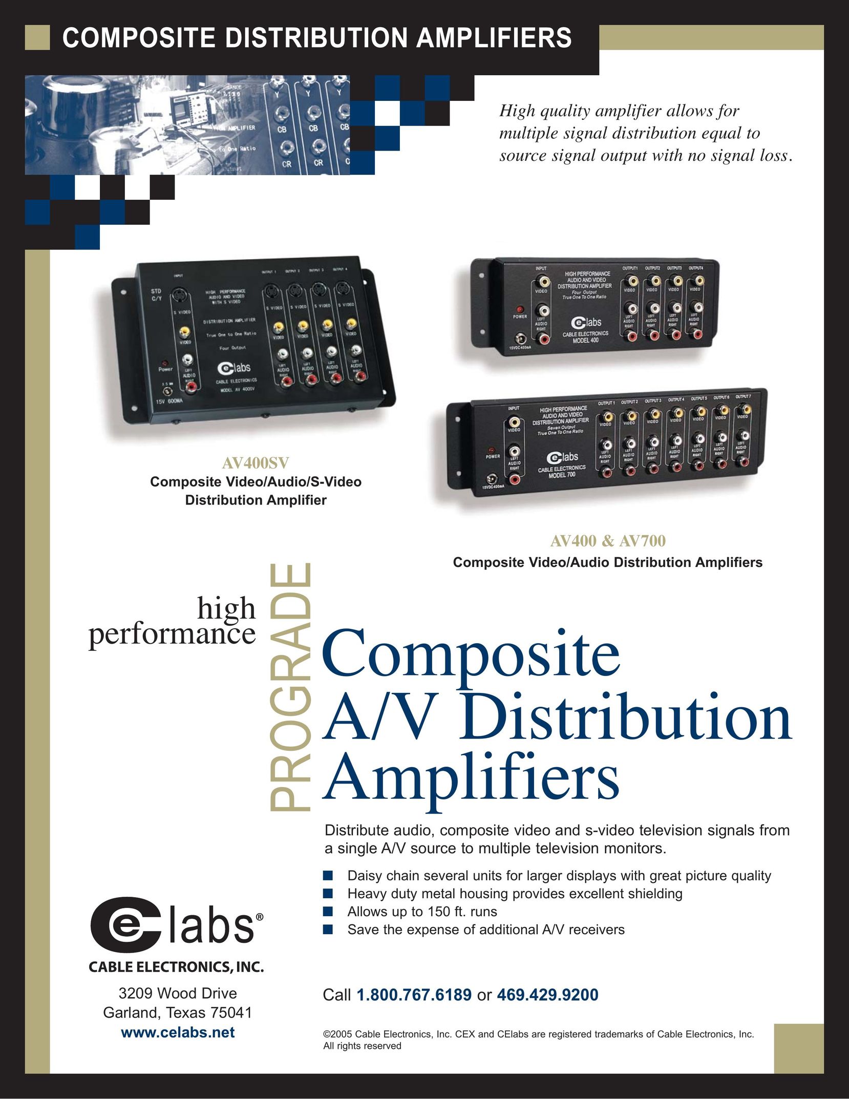 Cable Electronics AV400SV Stereo Amplifier User Manual