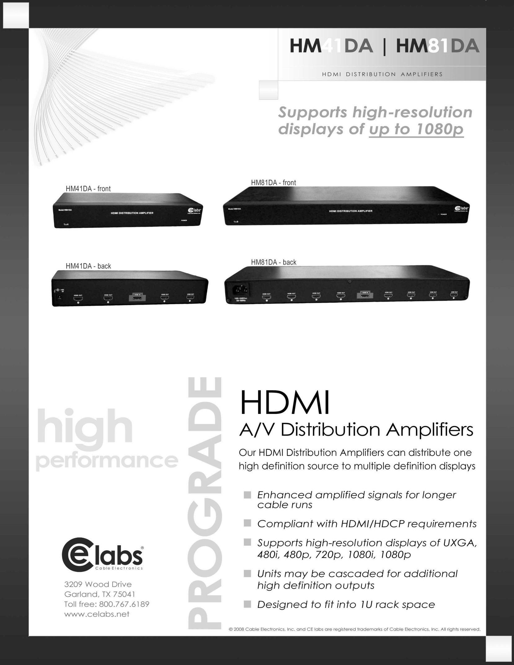 Cable Electronics HM41DA Stereo Amplifier User Manual