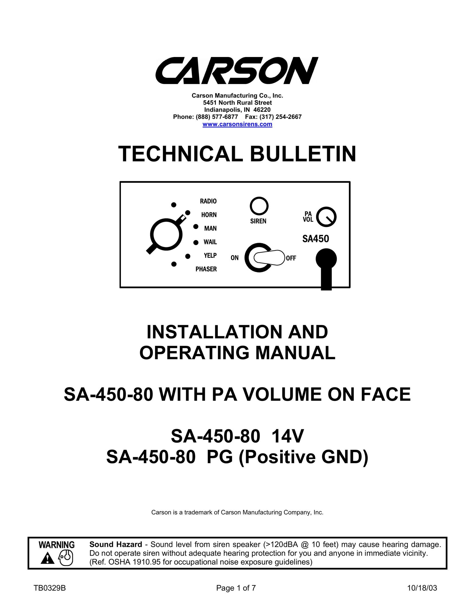Carson SA-450-80 14V Stereo Amplifier User Manual
