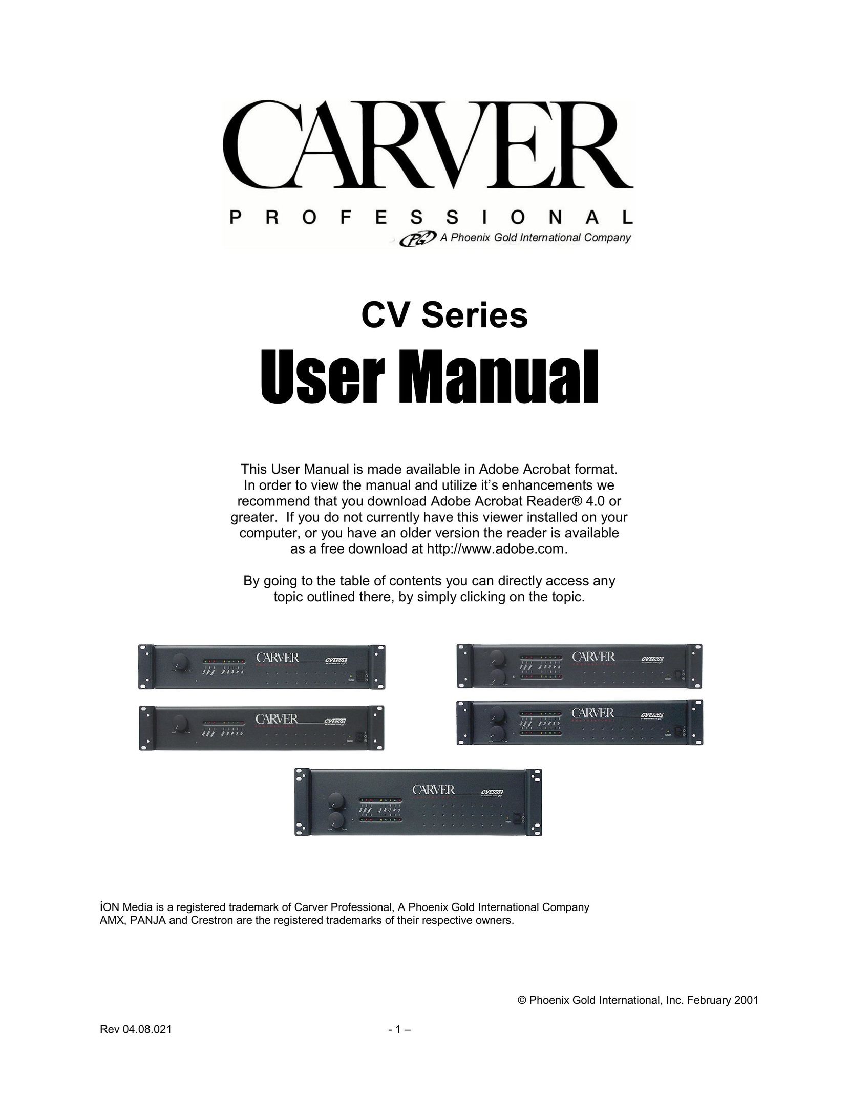 Carver CV Series Stereo Amplifier User Manual