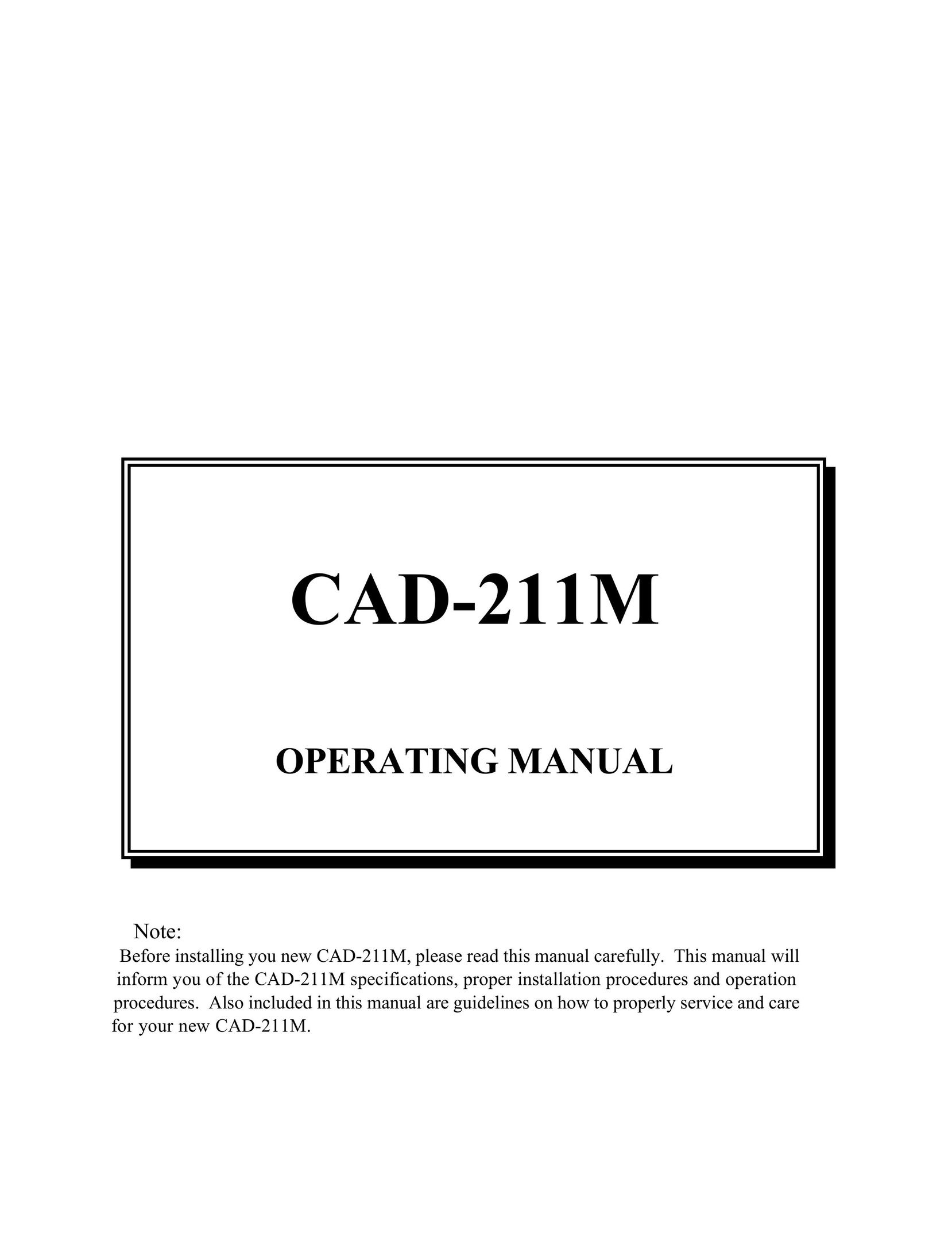 Cary Audio Design CAD-211M Stereo Amplifier User Manual