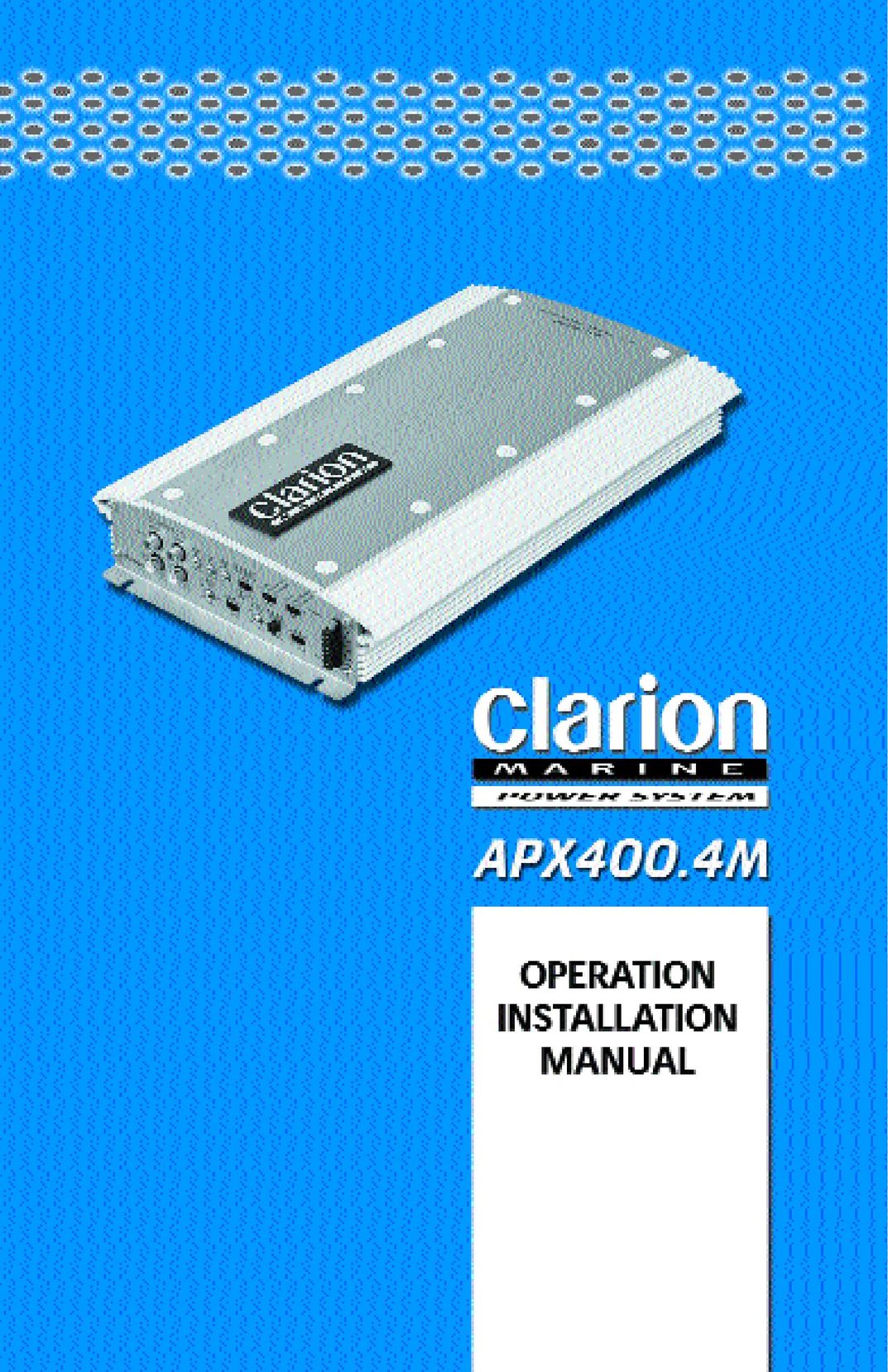 Clarion APX400 Stereo Amplifier User Manual