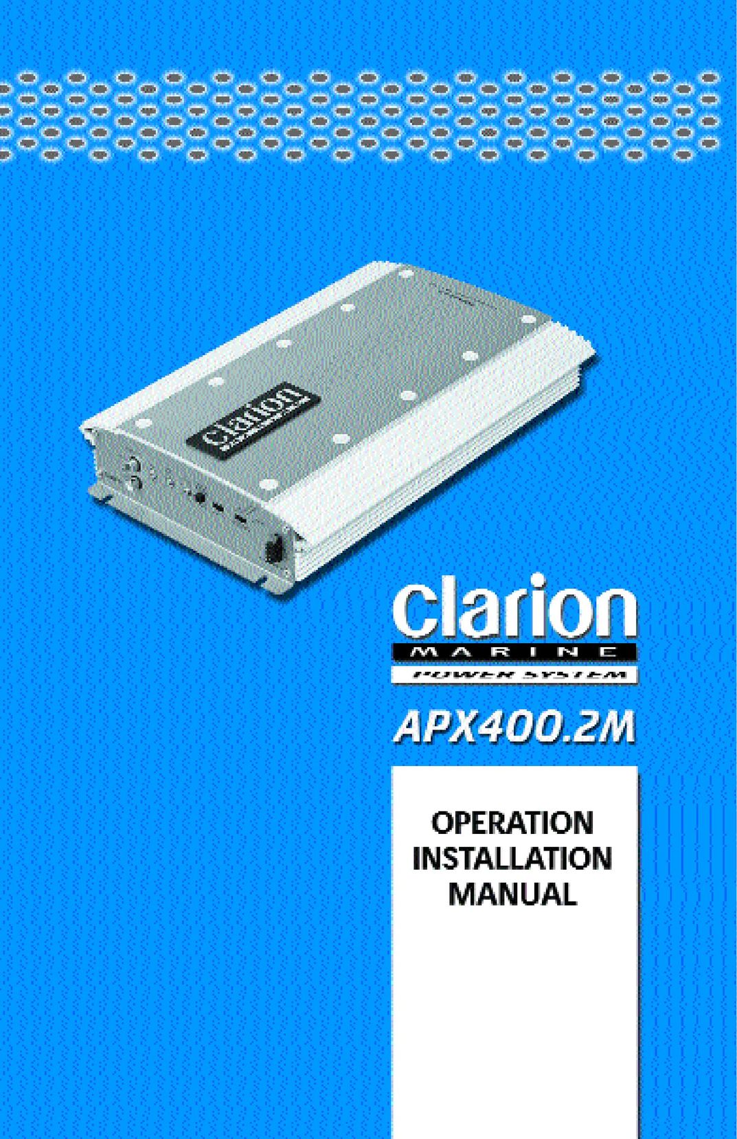Clarion APX400.2M Stereo Amplifier User Manual