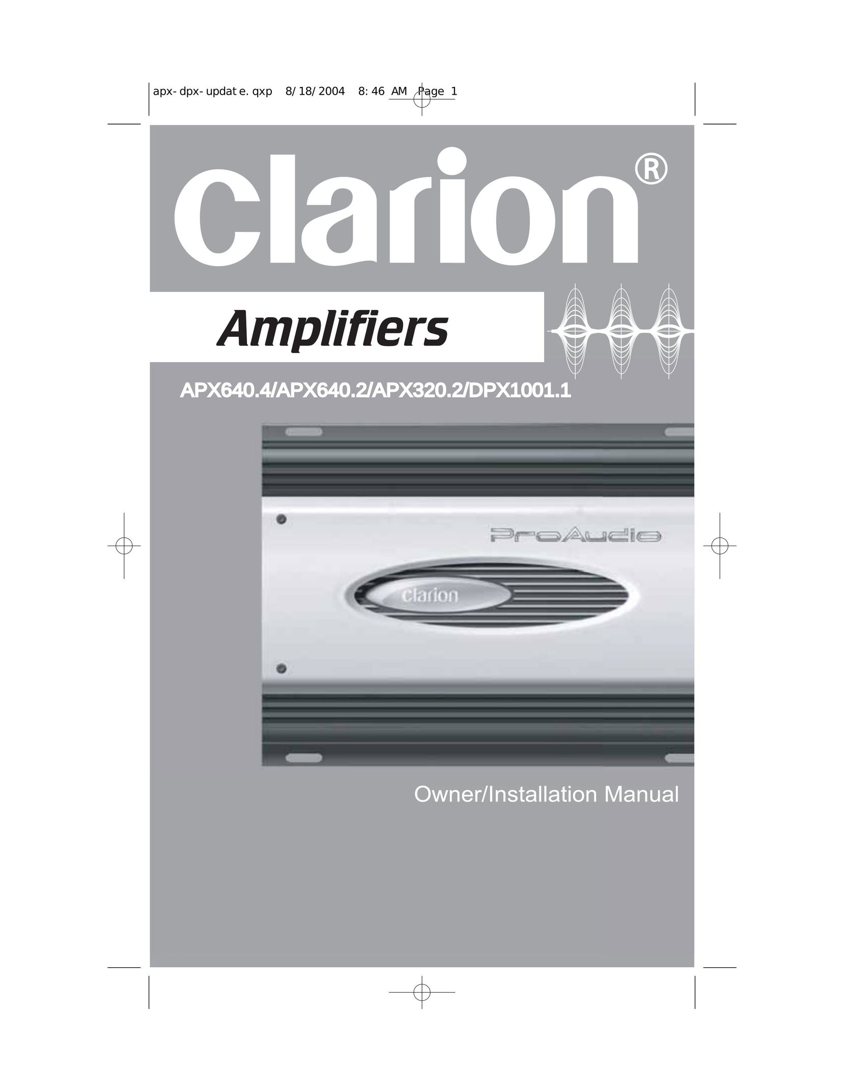 Clarion DPX1001.1 Stereo Amplifier User Manual