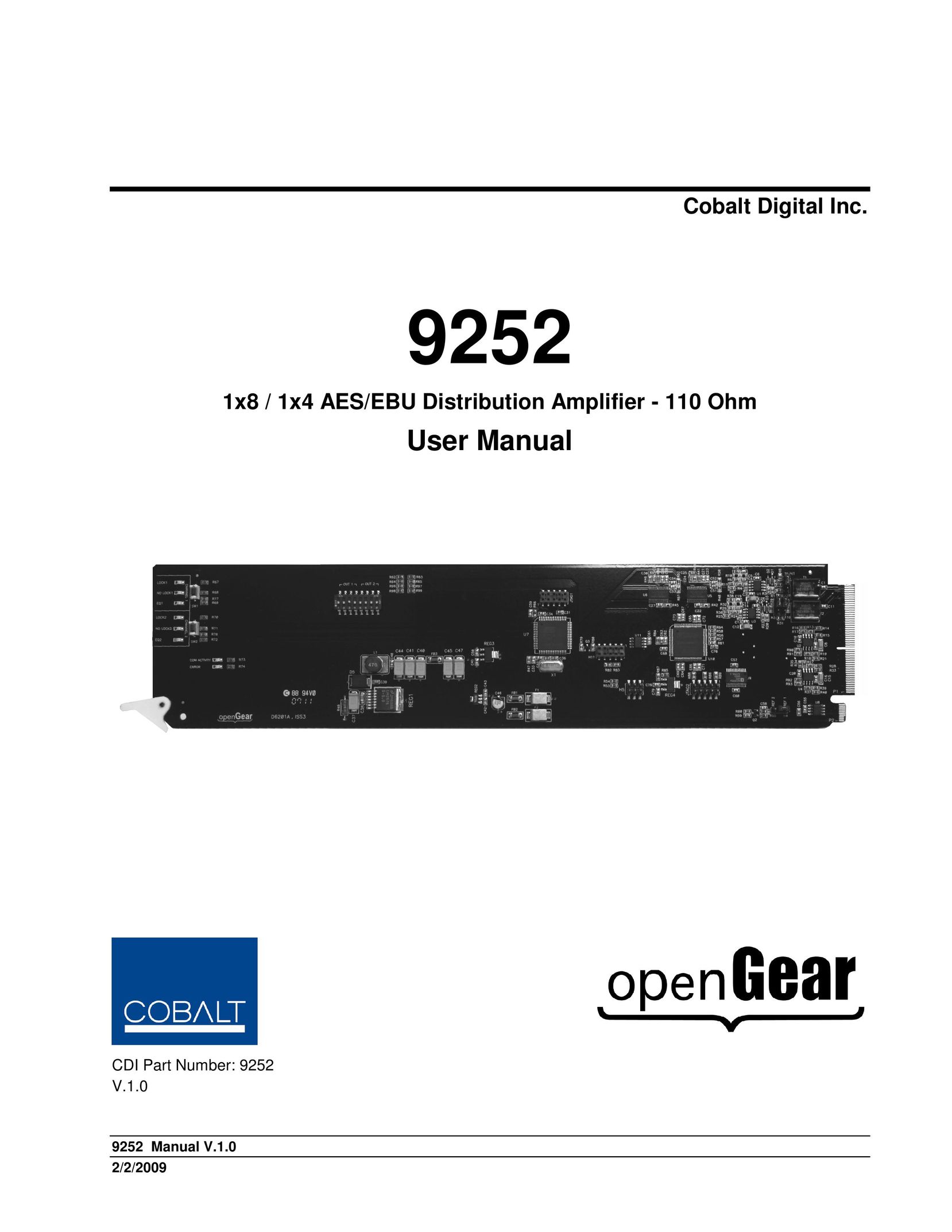 Cobalt Networks 9252 Stereo Amplifier User Manual