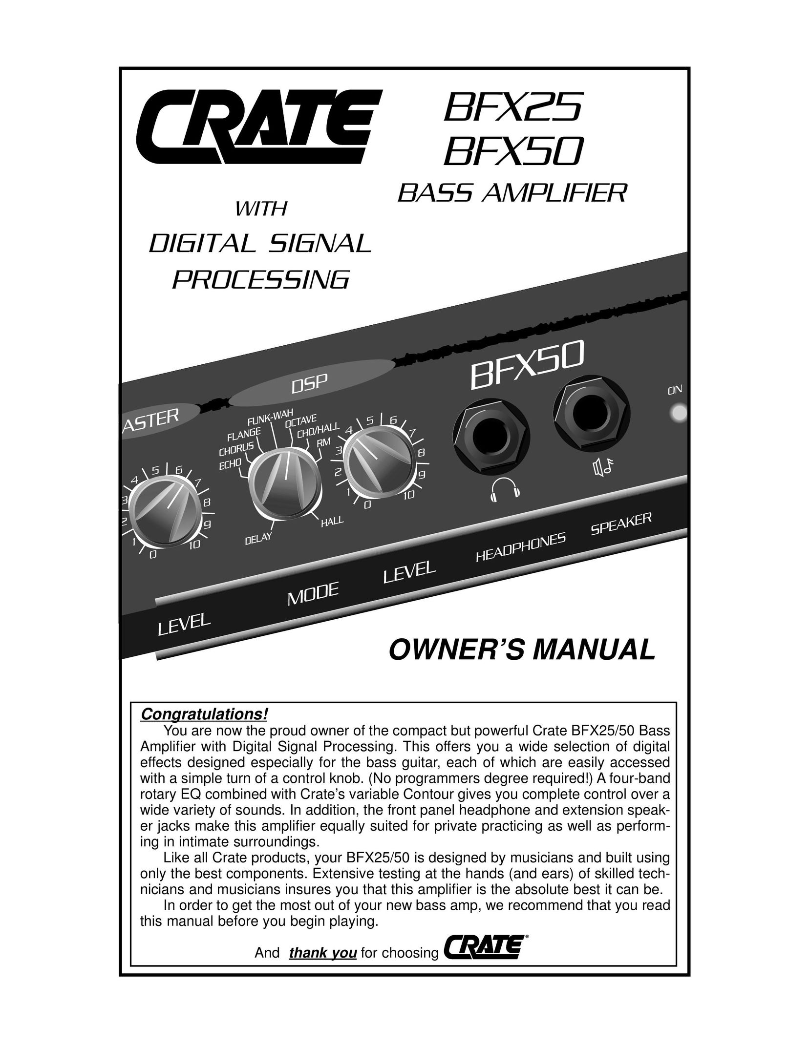 Crate Amplifiers BFX50 Stereo Amplifier User Manual