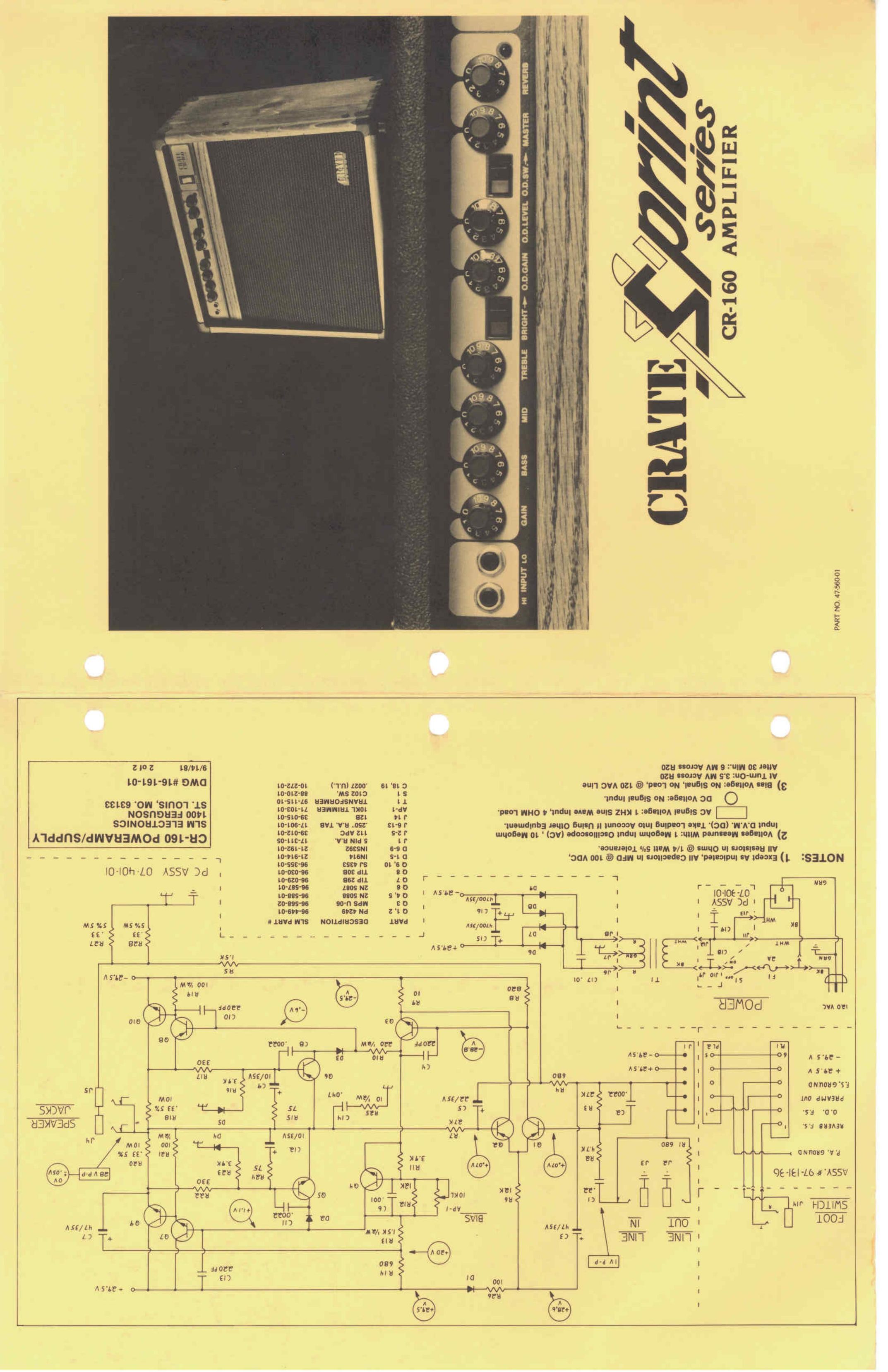 Crate Amplifiers CR-160 Stereo Amplifier User Manual