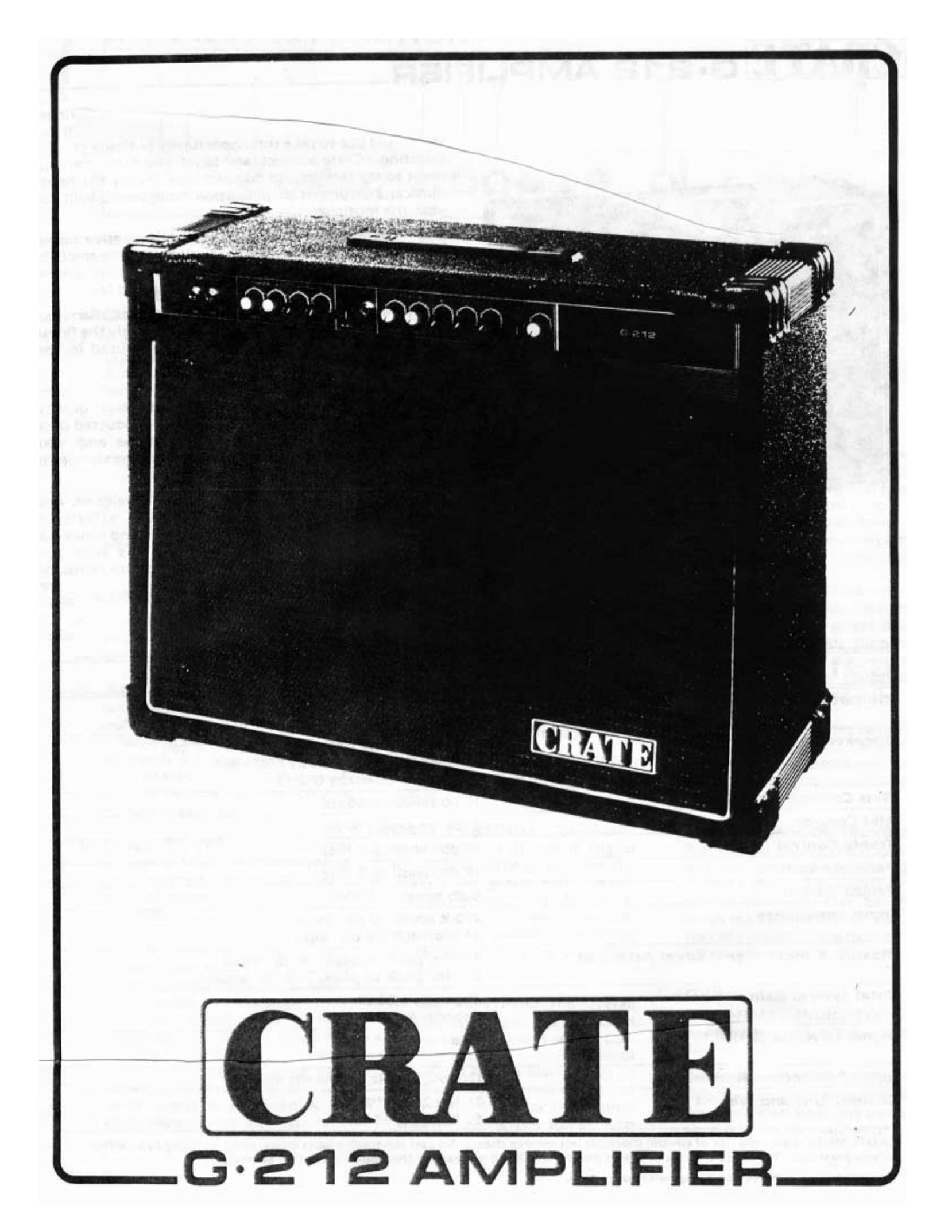 Crate Amplifiers G.212 Stereo Amplifier User Manual