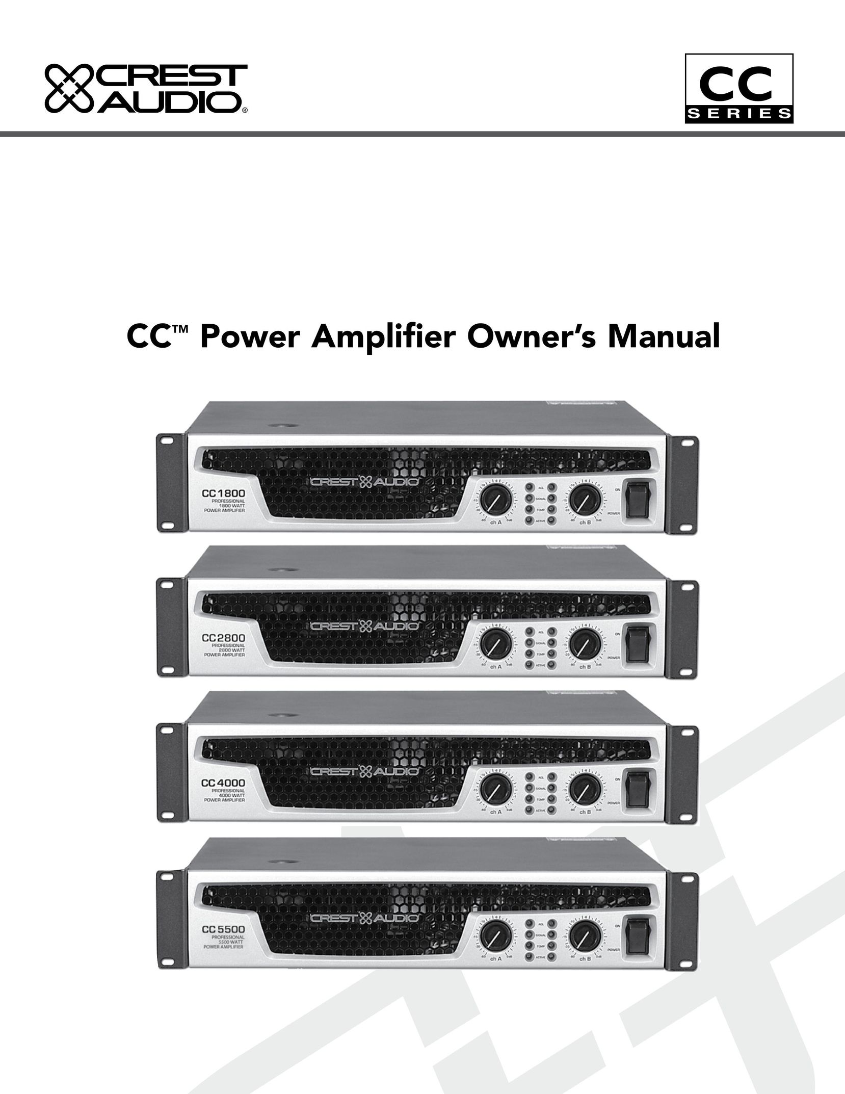 Crest Audio CC 1800 Stereo Amplifier User Manual