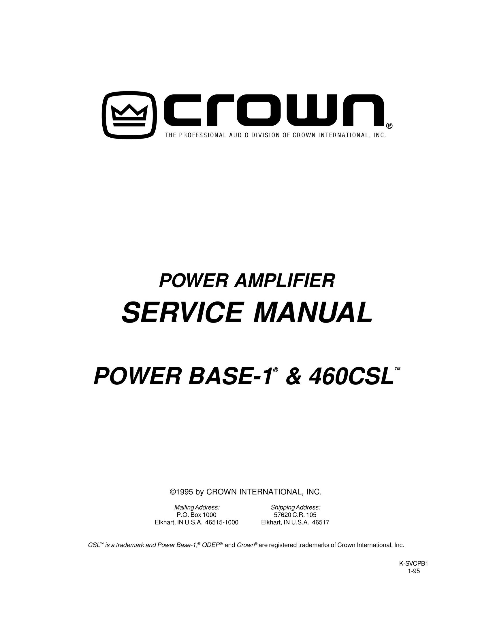 Crown 460CSL Stereo Amplifier User Manual